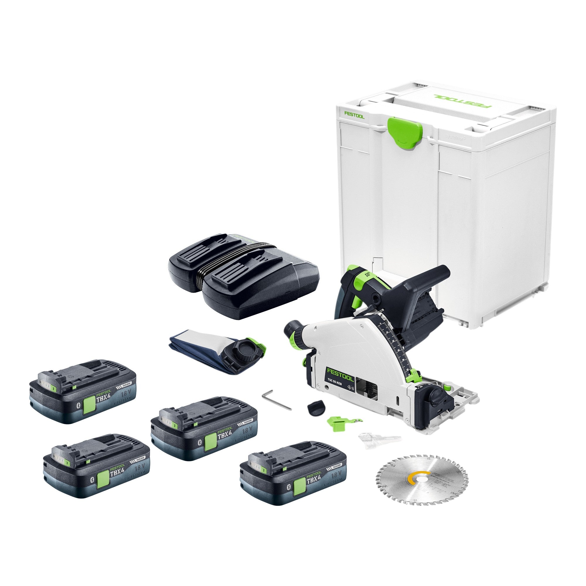 Festool TSC 55 KEB Basic Akku Tauchsaege 18 36 V 160 mm Brushless 4x Akku 4 0 Ah Doppelladegeraet Systainer 0 - toolbrothers