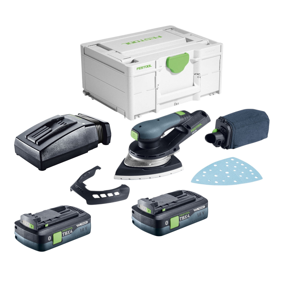 Festool DTSC 200-Basic Levigatrice triangolare a batteria 18 V 145 x 195 mm Brushless + 2x batteria 4,0 Ah + caricabatteria + Systainer