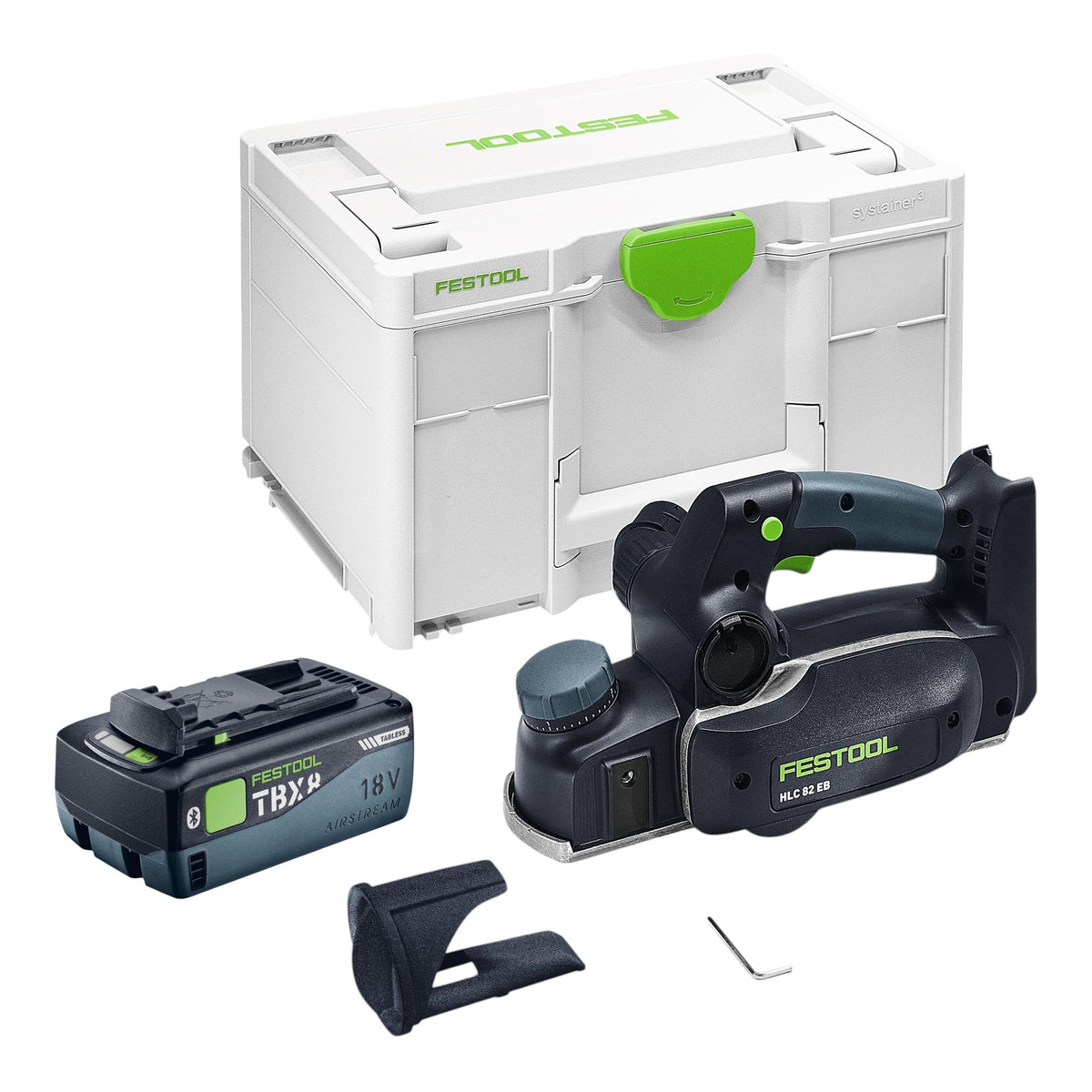 Festool HLC 82 EB-Basic pialla a batteria 18 V 82 mm Brushless + 1x batteria 8,0 Ah + Systainer - senza caricabatteria