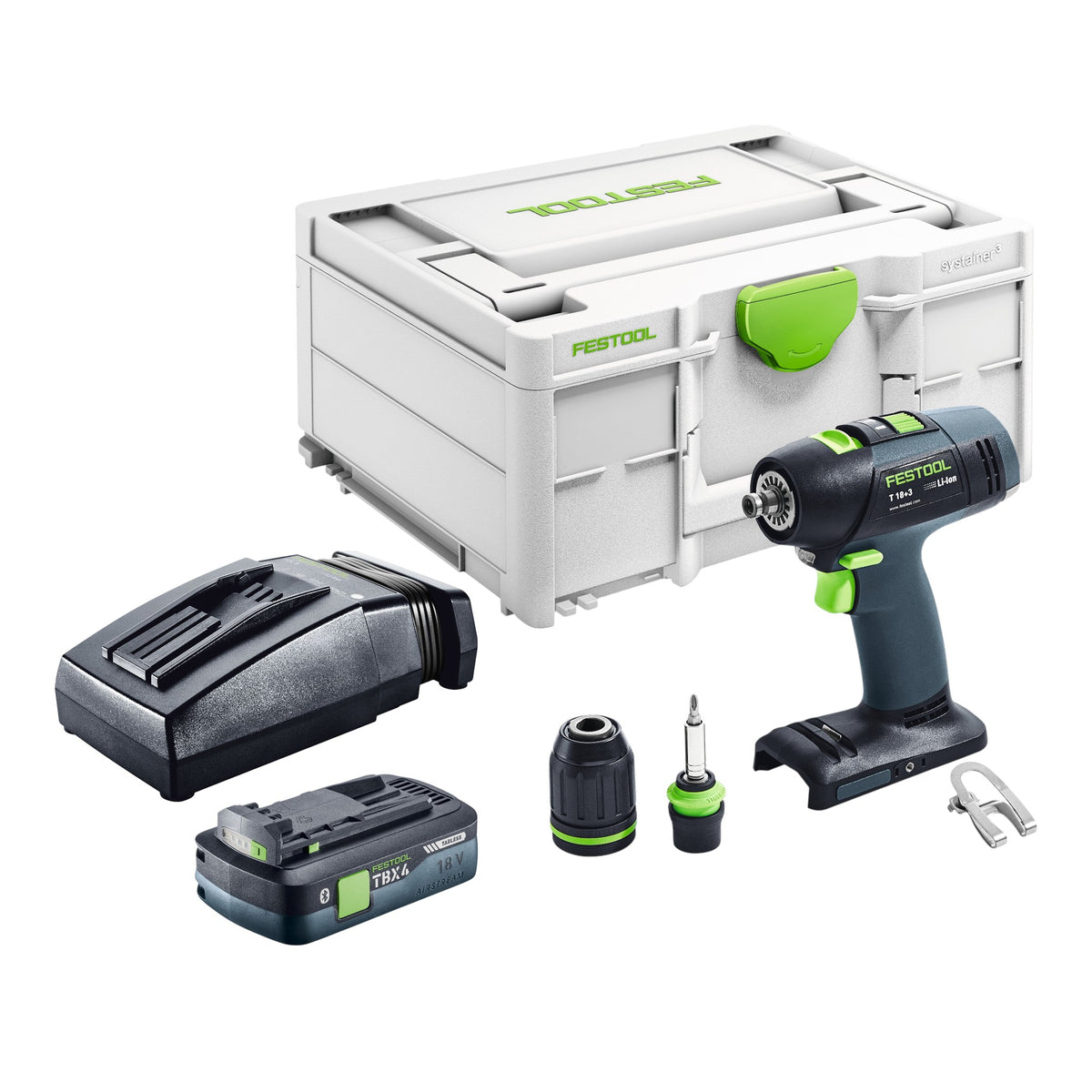 Festool T 18+3 HPC 4,0 I-Set Avvitatore a batteria 18 V 50 Nm Brushless ( 576989 ) + 2x batteria 4,0 Ah + caricabatteria + accessorio eccentrico + accessorio angolare + Systainer