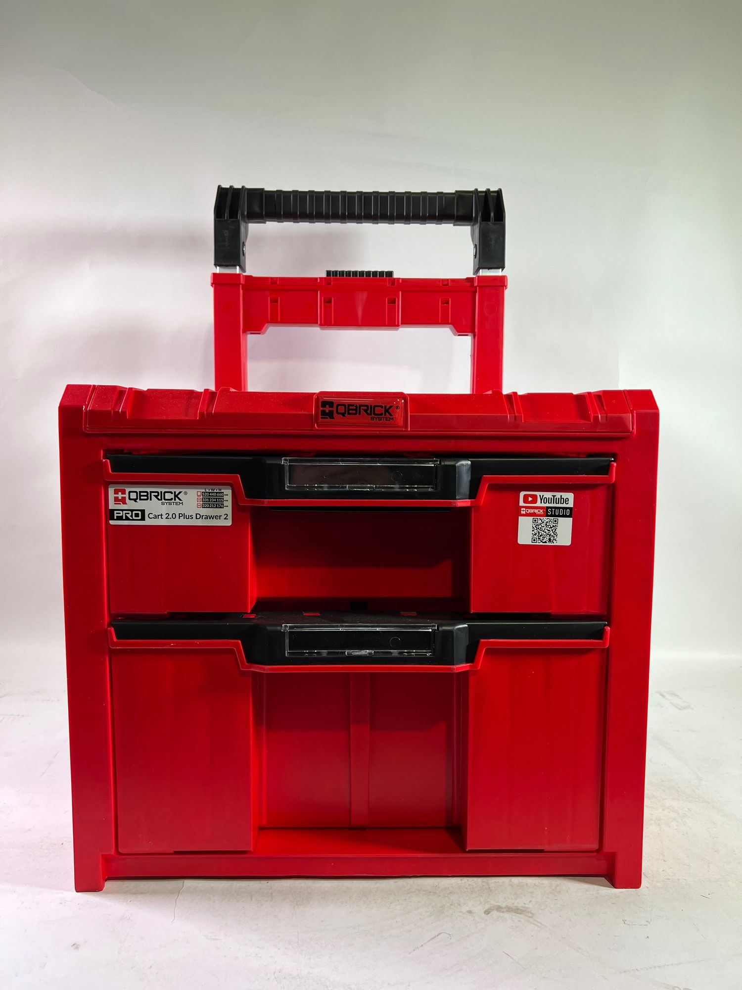 Qbrick System PRO Cart 2 0 Plus Drawer 2 Red Ultra HD Custom mobile Box auf Raedern 520 x 415 x 660 mm 9 5 l 12 l abnehmbarer Doppelteleskopgriff Beschaedigt 0 - toolbrothers
