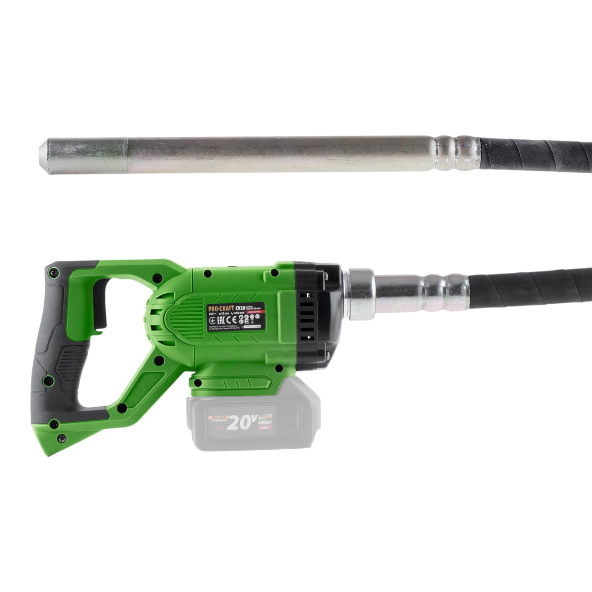Procraft CV20bb Akku Betonverdichter 20 V 1 5 m Brushless Solo ohne Akku ohne Ladegeraet 3 - toolbrothers