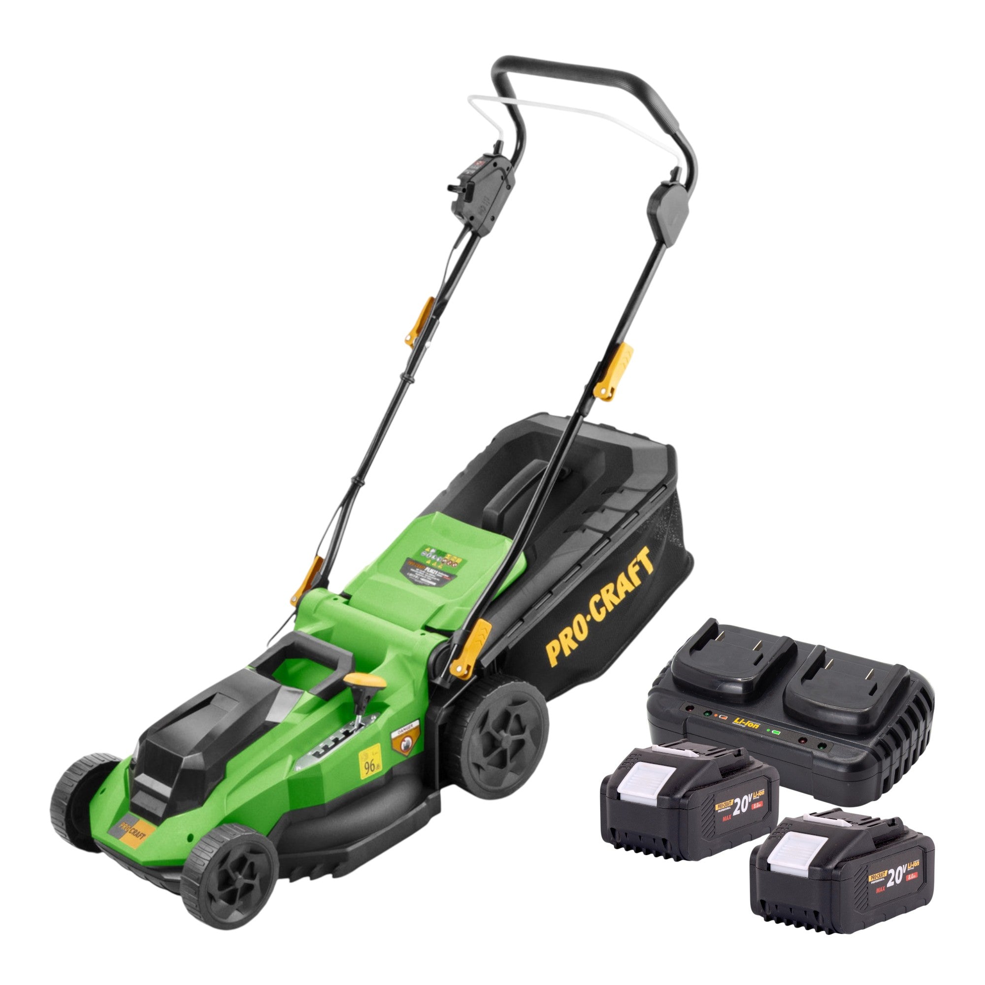 Procraft PLM21bb Akku Rasenmaeher 40 V 2x 20 V 380 mm Brushless 2x Akku 8 0 Ah Ladegeraet 0 - toolbrothers