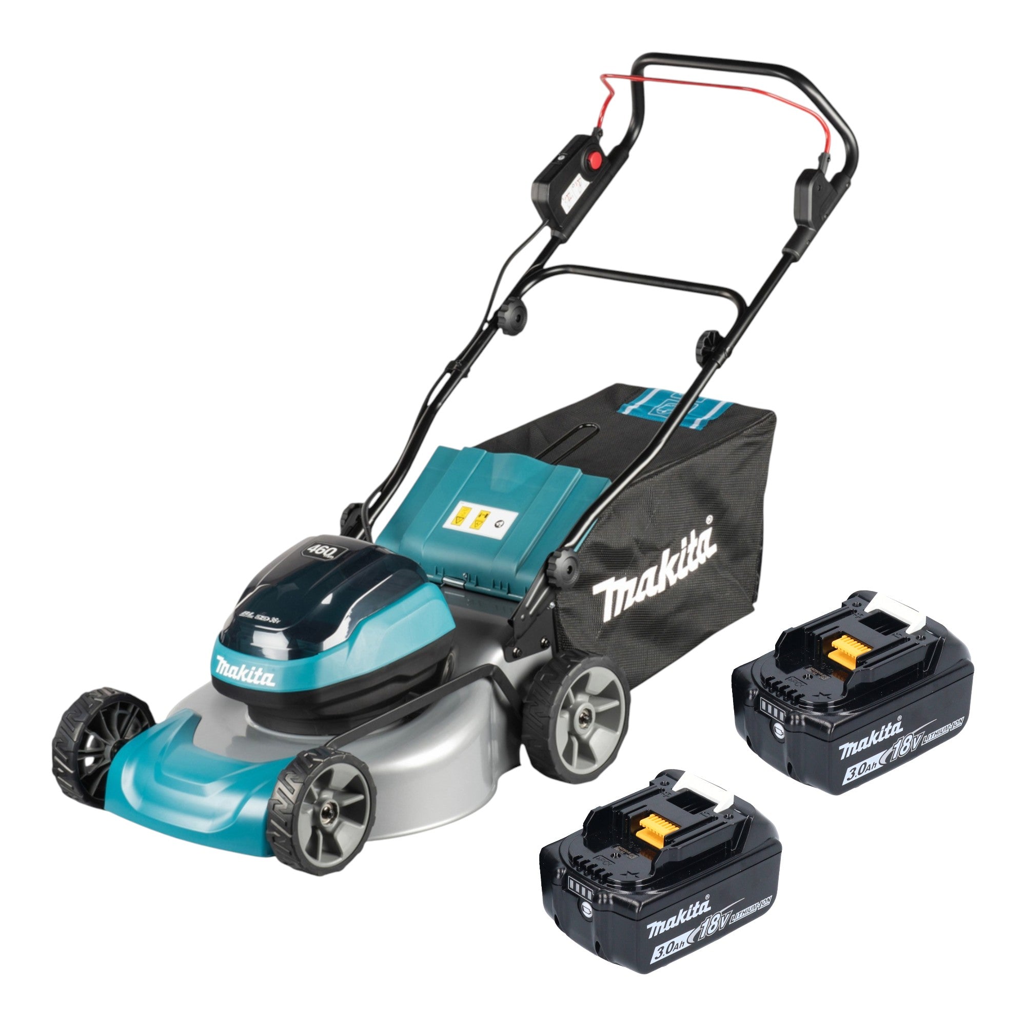 Makita DLM 466 F2 Akku Rasenmaeher 36 V 2x 18 V 46 cm Brushless 2x Akku 3 0 Ah ohne Ladegeraet 0 - toolbrothers