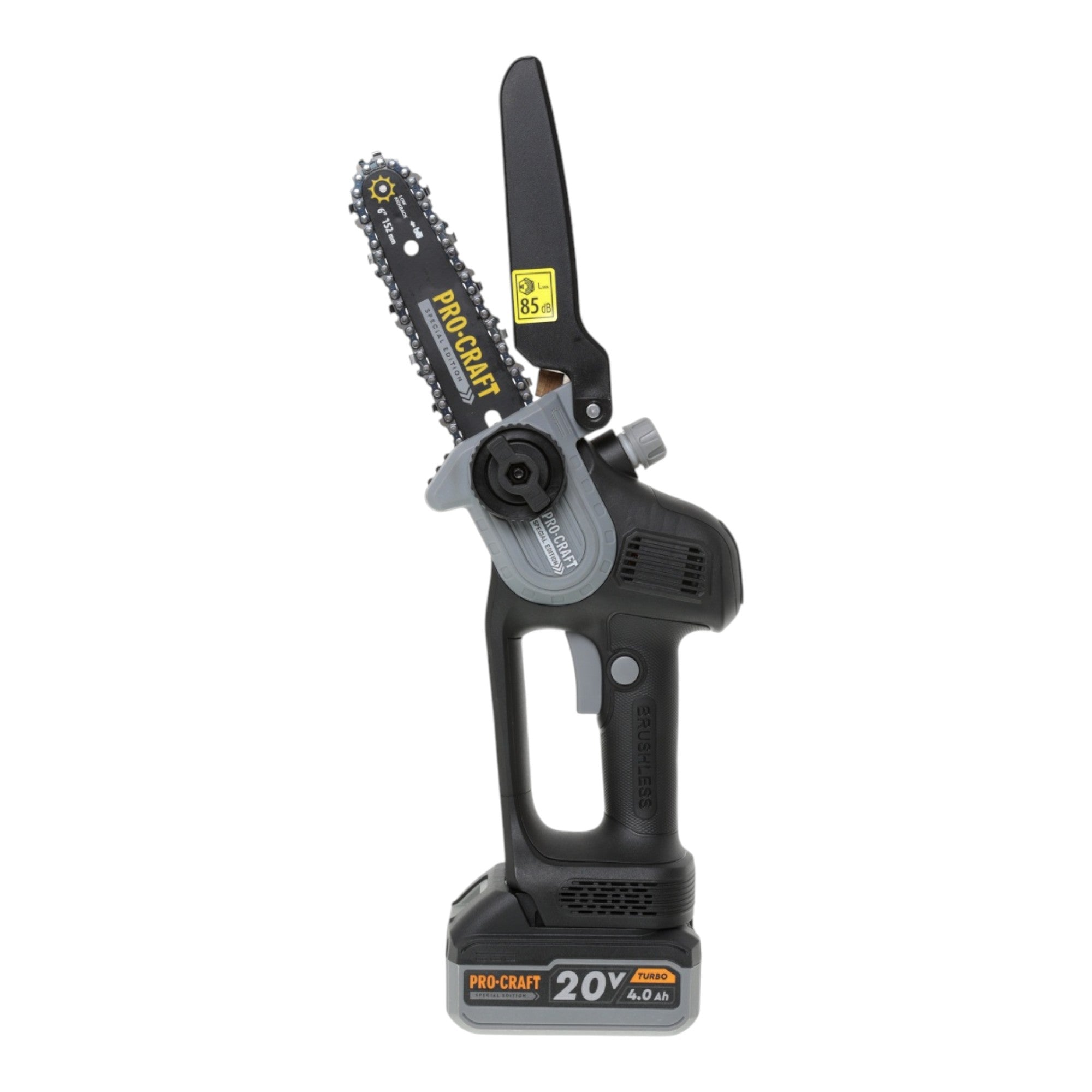 Procraft CCS20 Akku Mini Astsaege Kettensaege 20 V 152 mm Brushless Black Edition 1x Akku 4 0 Ah Ladegeraet Koffer 2 - toolbrothers