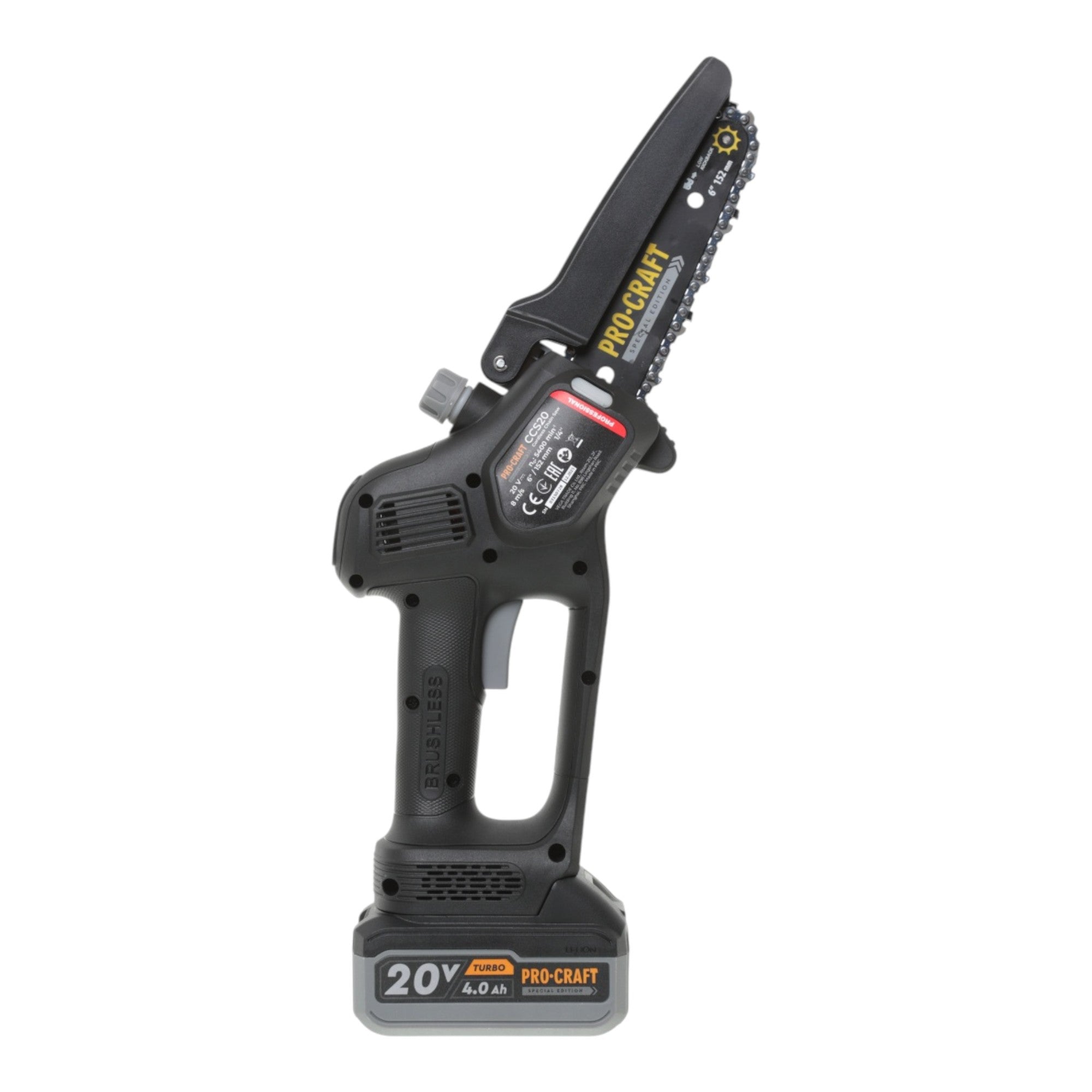 Procraft PS210SET Akku Garten Werkzeug Set Black Edition CCS20 Mini Kettensaege CP20 Gartenschere 20V Brushless 2x Akku 2 0 4 0 Ah Ladegeraet 3 - toolbrothers