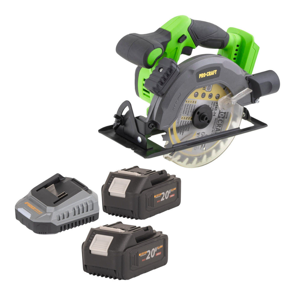 Segatrice circolare a batteria Procraft PCA28bb 20 V 165 mm Brushless + 2x batteria 4,0 Ah + caricabatterie