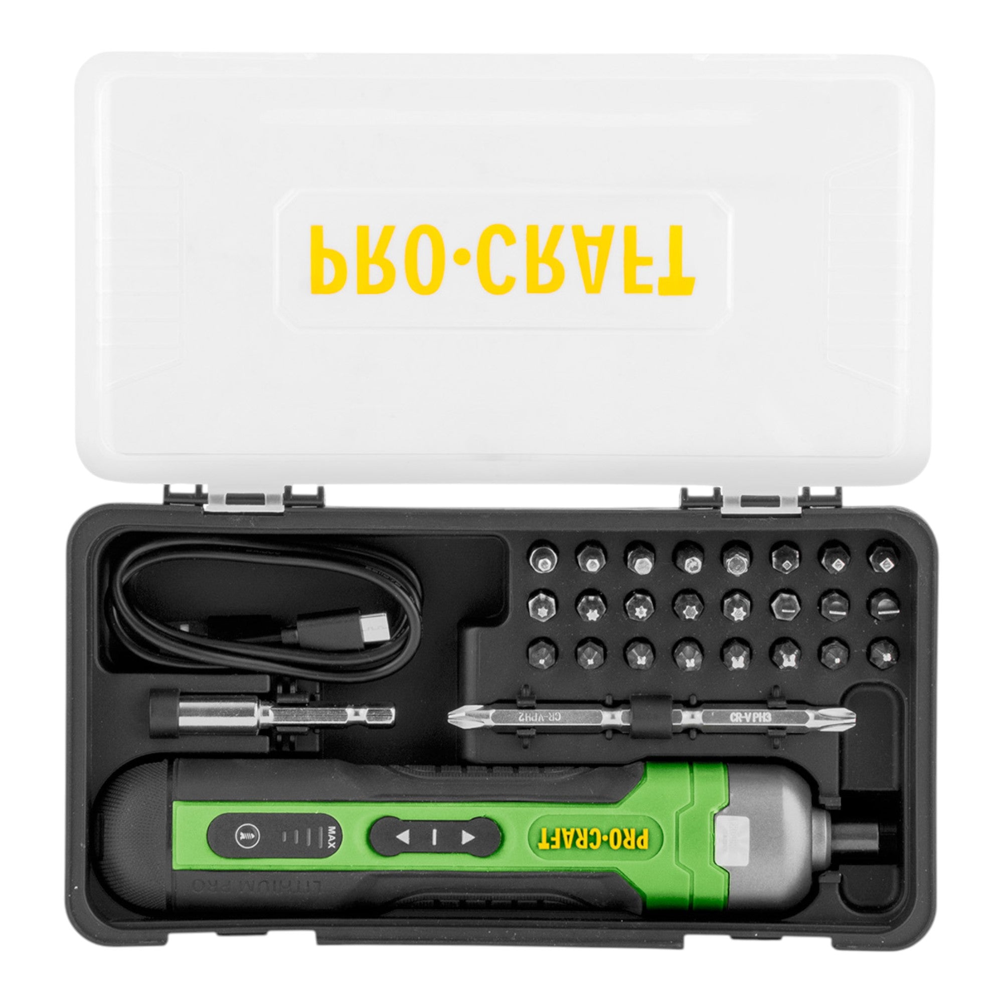 Procraft KS510 Akku Schraubendreher 3 6 V 10 Nm Integrierter Akku 1 5 Ah 27 tlg Bit Set Koffer 4 - toolbrothers