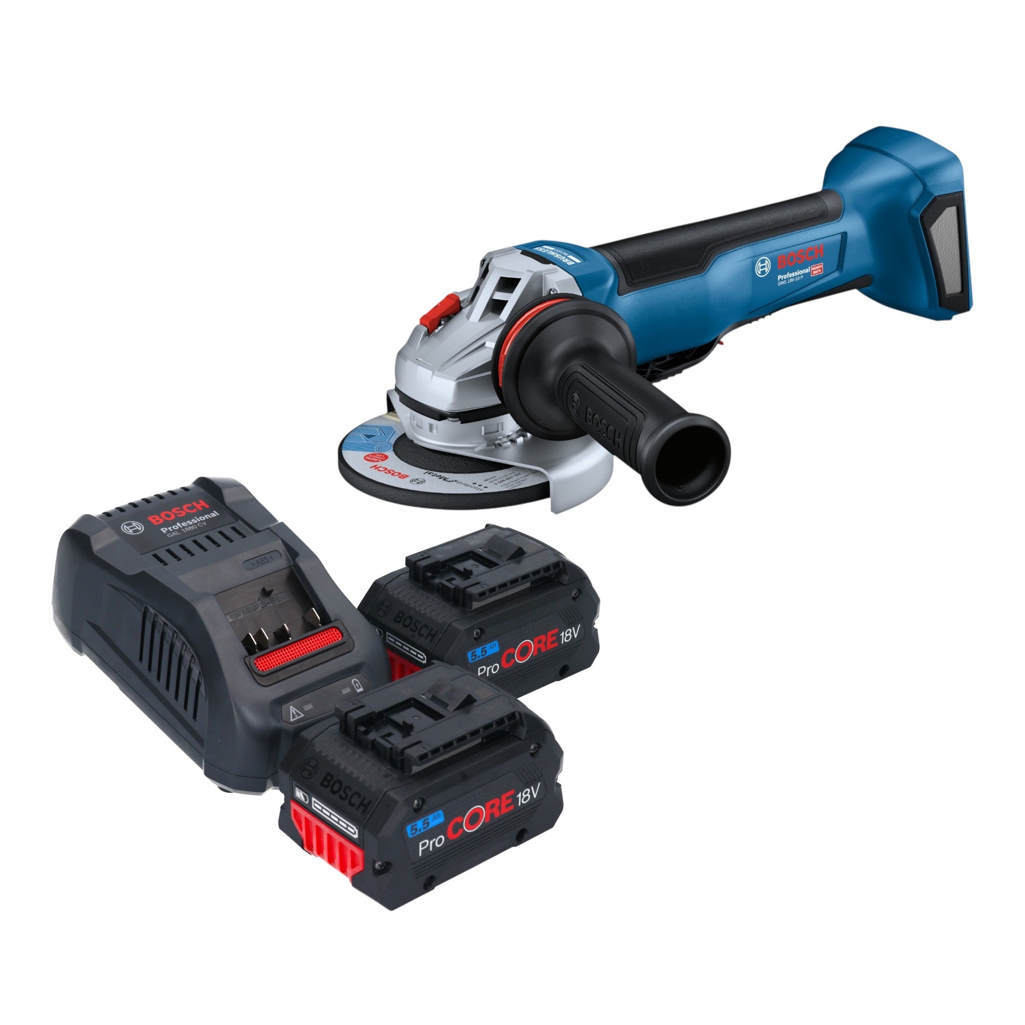 Bosch GWS 18V 10 P Professional Akku Winkelschleifer 18 V 125 mm Brushless 2x ProCORE Akku 5 5 Ah Ladegeraet 0 - toolbrothers