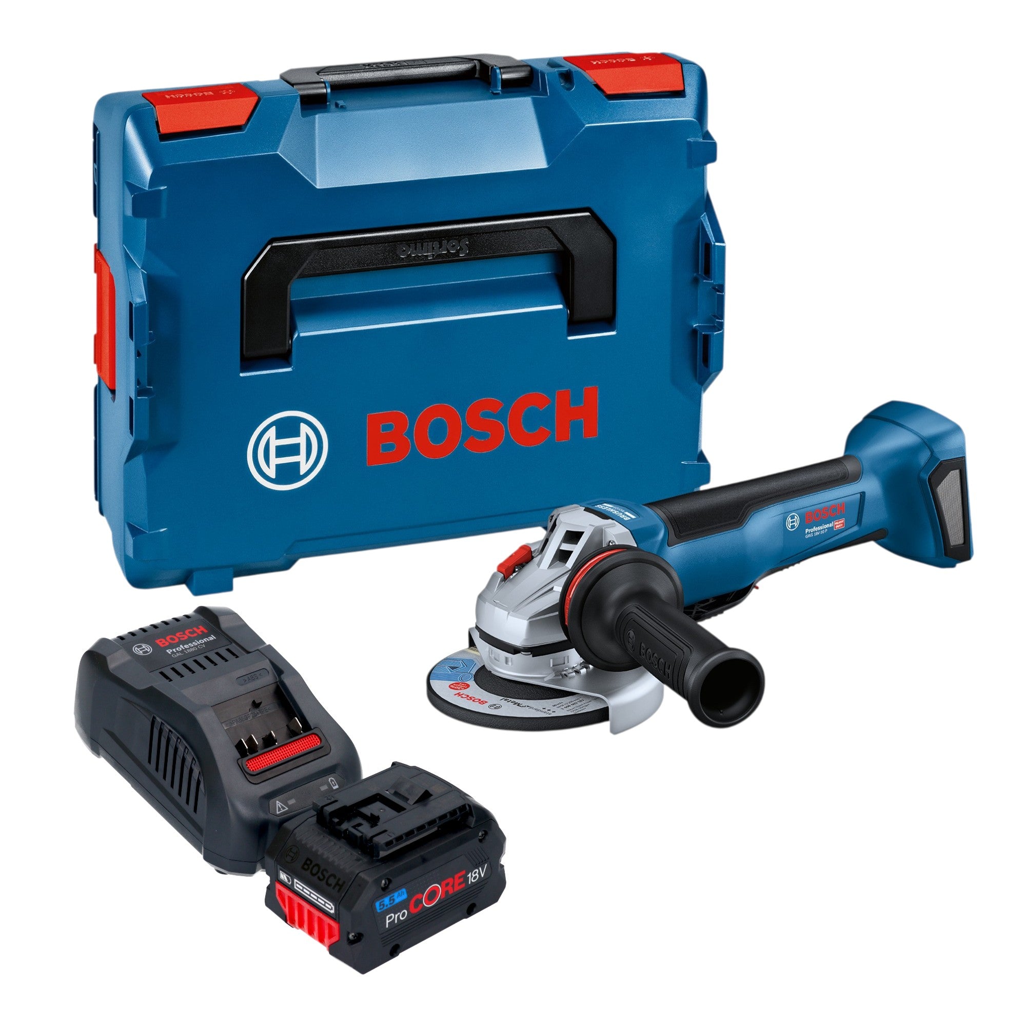 Bosch GWS 18V 10 P Professional Akku Winkelschleifer 18 V 125 mm Brushless 1x ProCORE Akku 5 5 Ah Ladegeraet L Boxx 0 - toolbrothers