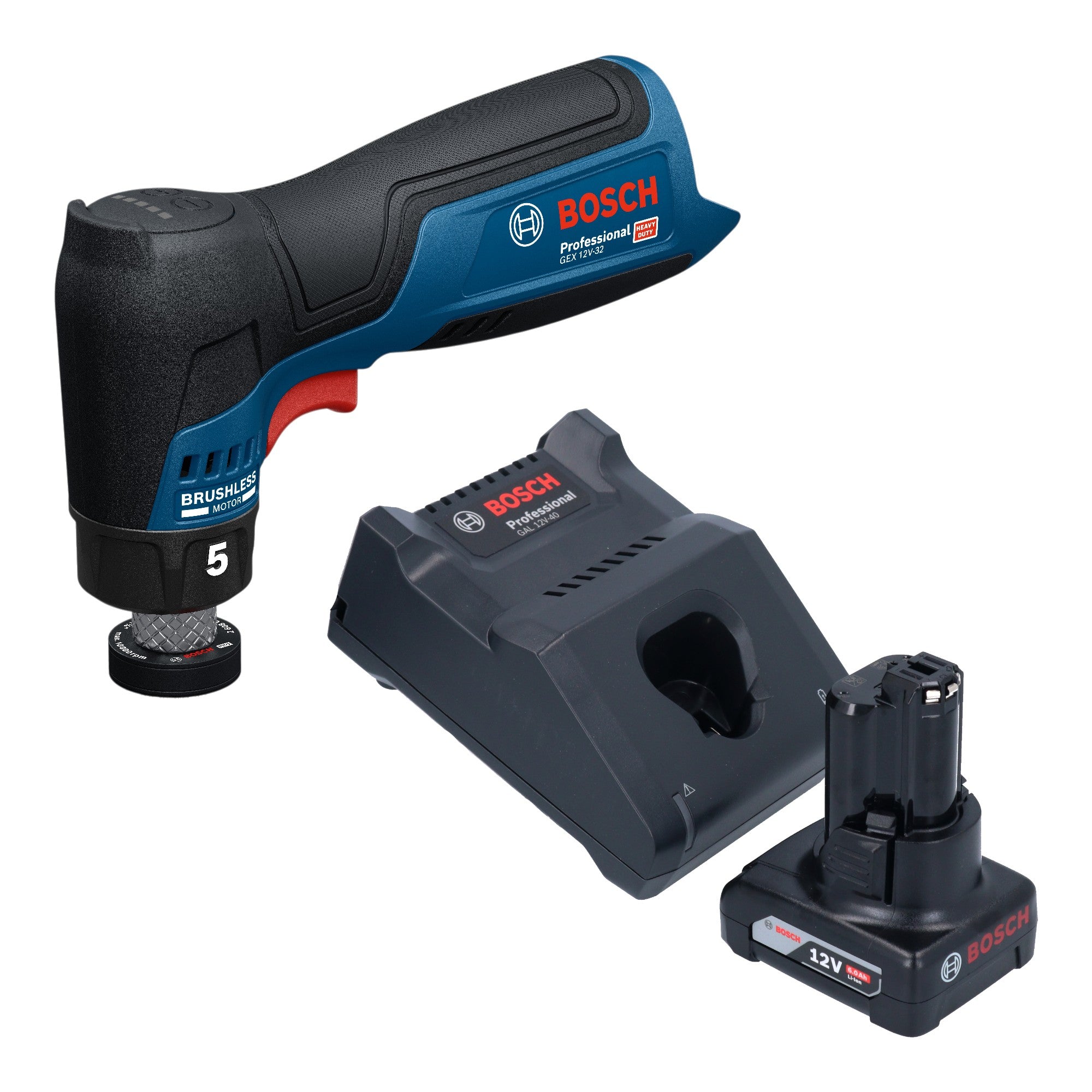 Bosch GEX 12V 32 Akku Exzenterschleifer 12 V 32 mm Brushless 1x Akku 6 0 Ah Ladegeraet 0 - toolbrothers