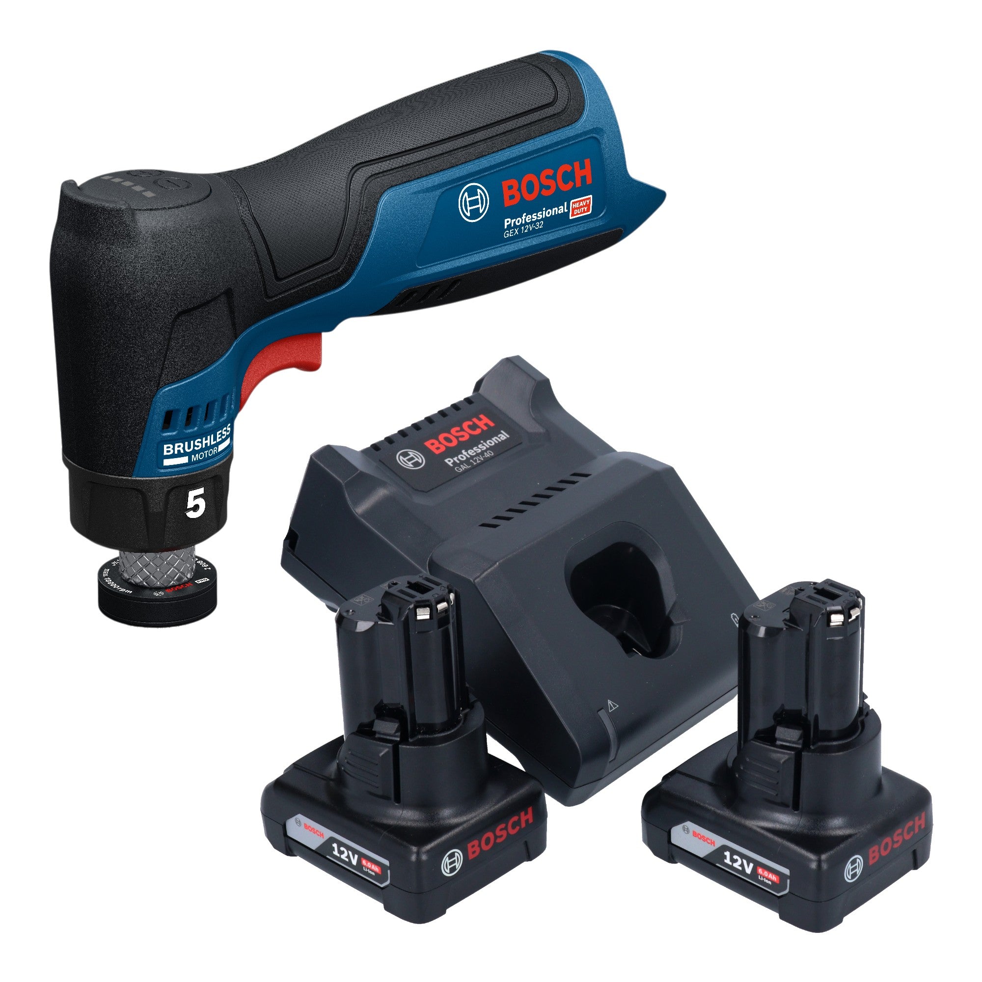 Bosch GEX 12V 32 Akku Exzenterschleifer 12 V 32 mm Brushless 2x Akku 6 0 Ah Ladegeraet 0 - toolbrothers