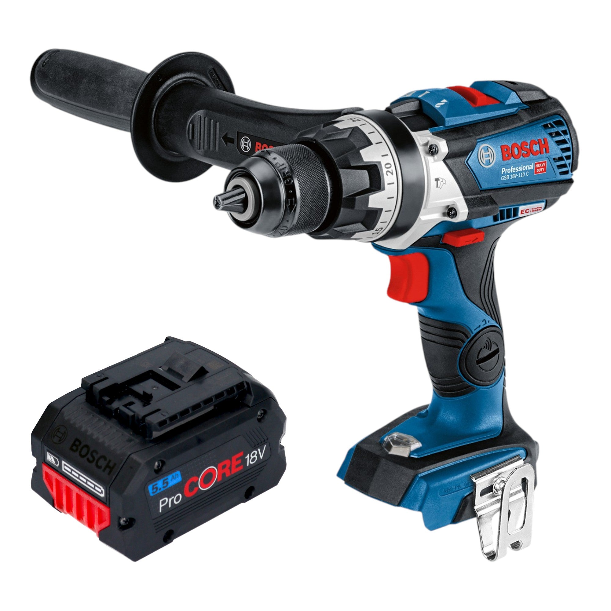 Bosch GSB 18V 110 C Professional Akku Schlagbohrschrauber 18 V 110 Nm Brushless 1x ProCORE Akku 5 5 Ah ohne Ladegeraet 0 - toolbrothers