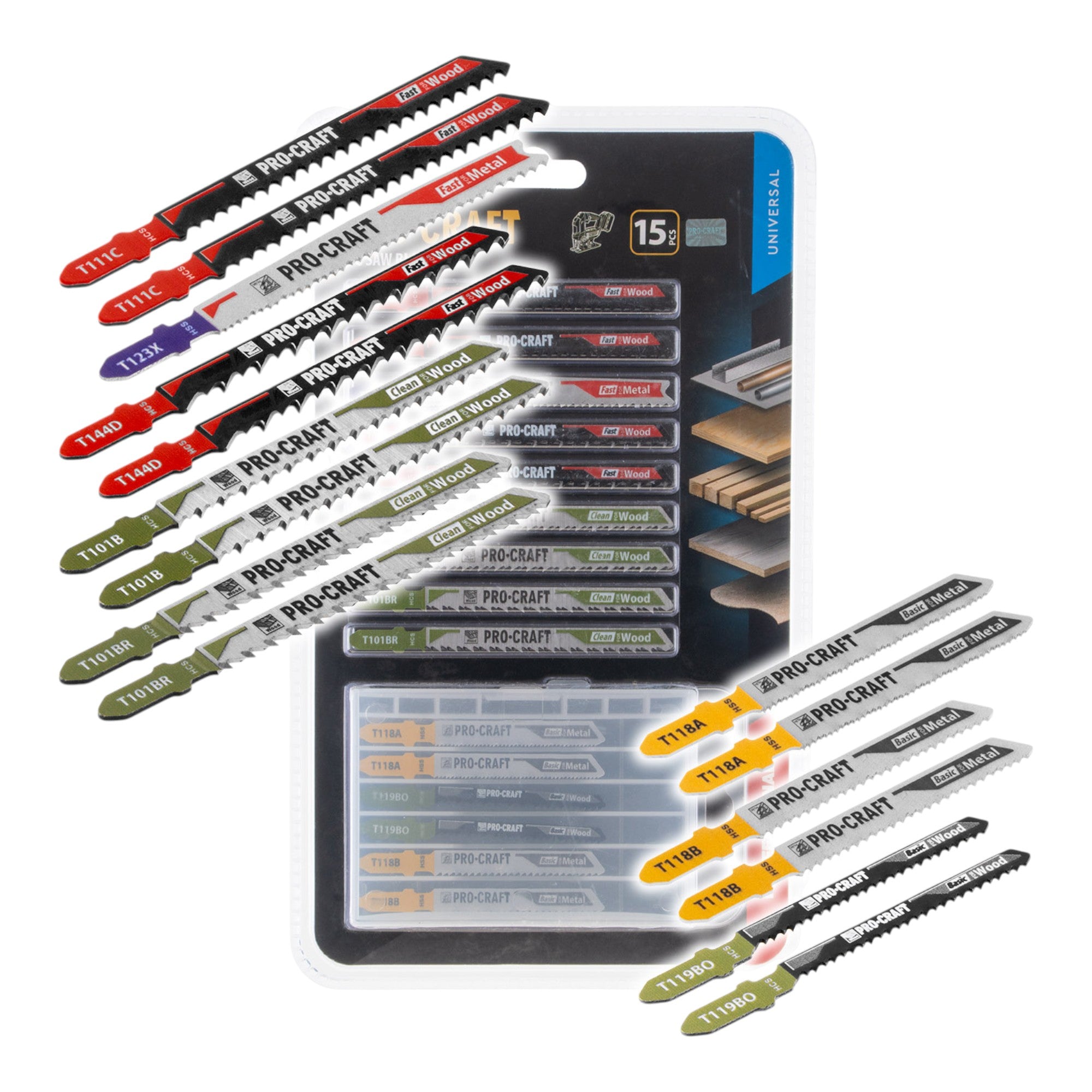 Procraft JB15 Stichsaegeblatt Set 15 tlg 1 50 mm fuer Holz und Metall 0 - toolbrothers