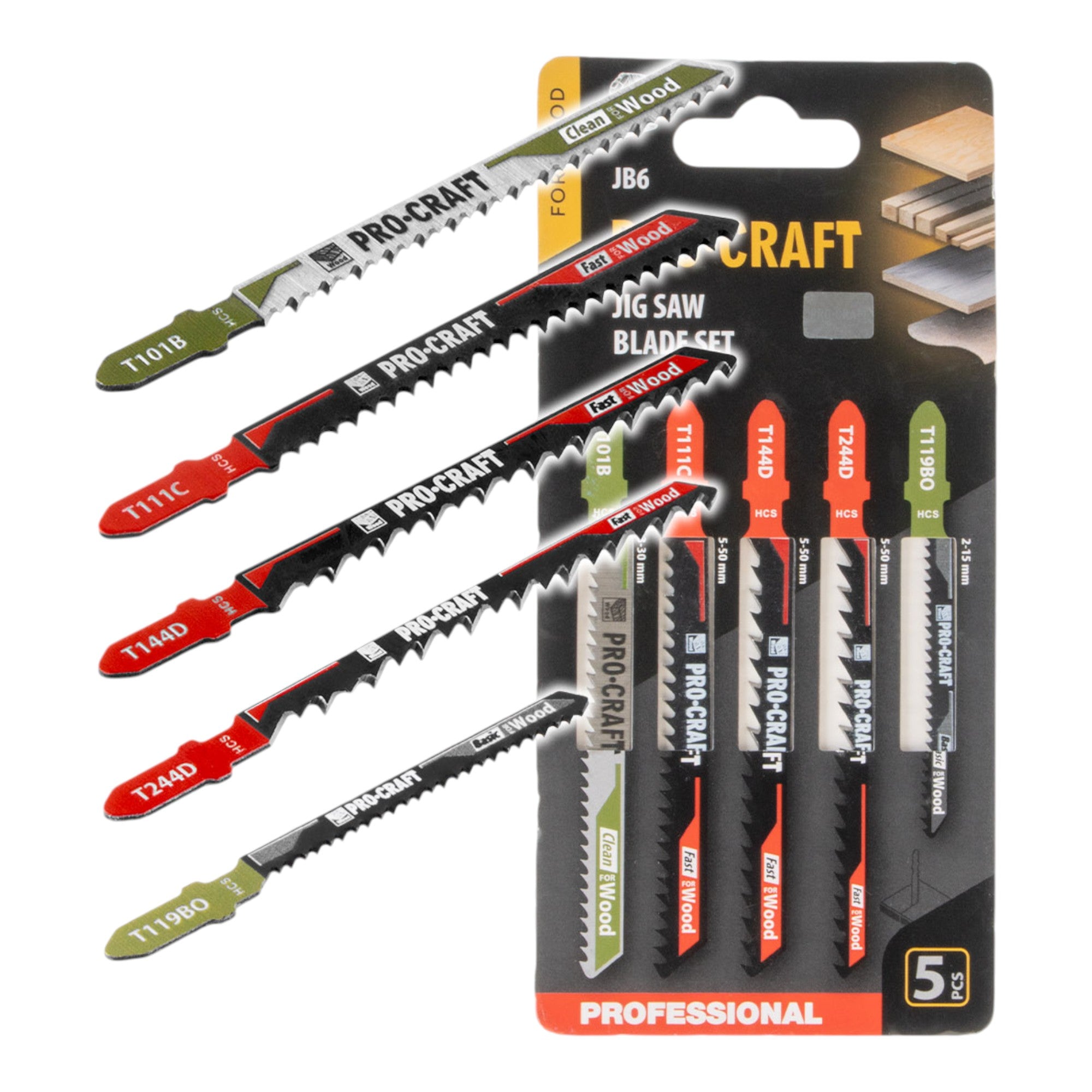 Procraft JB6 Stichsaegeblatt Set 5 tlg 2 50 mm fuer Holz 0 - toolbrothers