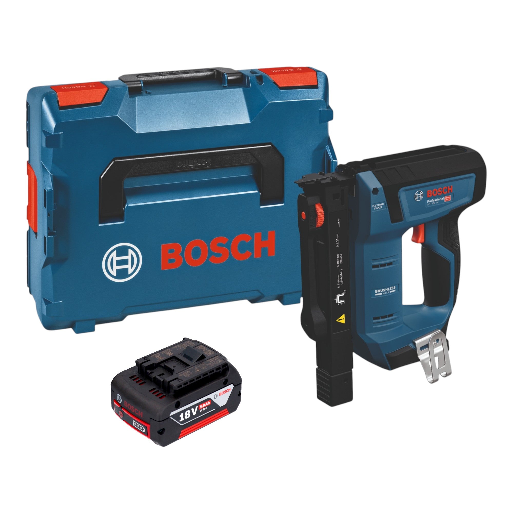 Bosch GTH 18V 14 Akku Holzklammerer 18 V 10 6 x 6 14 mm Brushless 1x Akku 5 0 Ah L Boxx ohne Ladegeraet 0 - toolbrothers