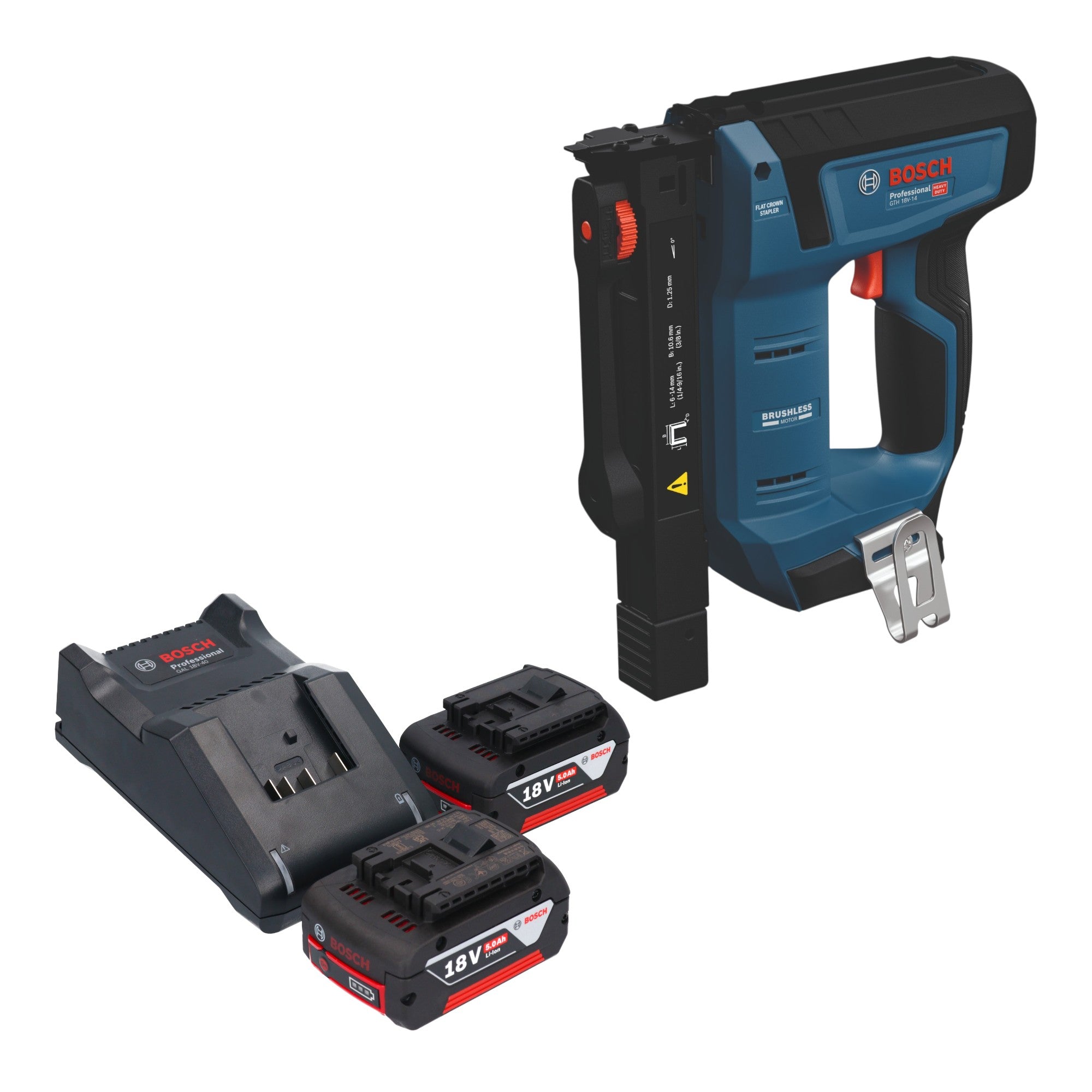 Bosch GTH 18V 14 Akku Holzklammerer 18 V 10 6 x 6 14 mm Brushless 2x Akku 5 0 Ah Ladegeraet 0 - toolbrothers