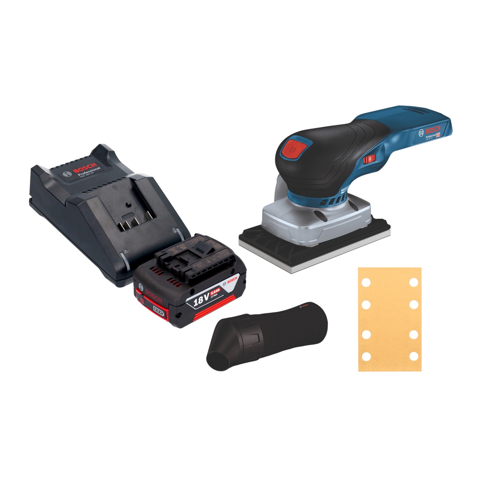Bosch GSS 18V 13 Professional Akku Schwingschleifer 18 V 100 x 110 mm 1x Akku 5 0 Ah Ladegeraet 0 - toolbrothers