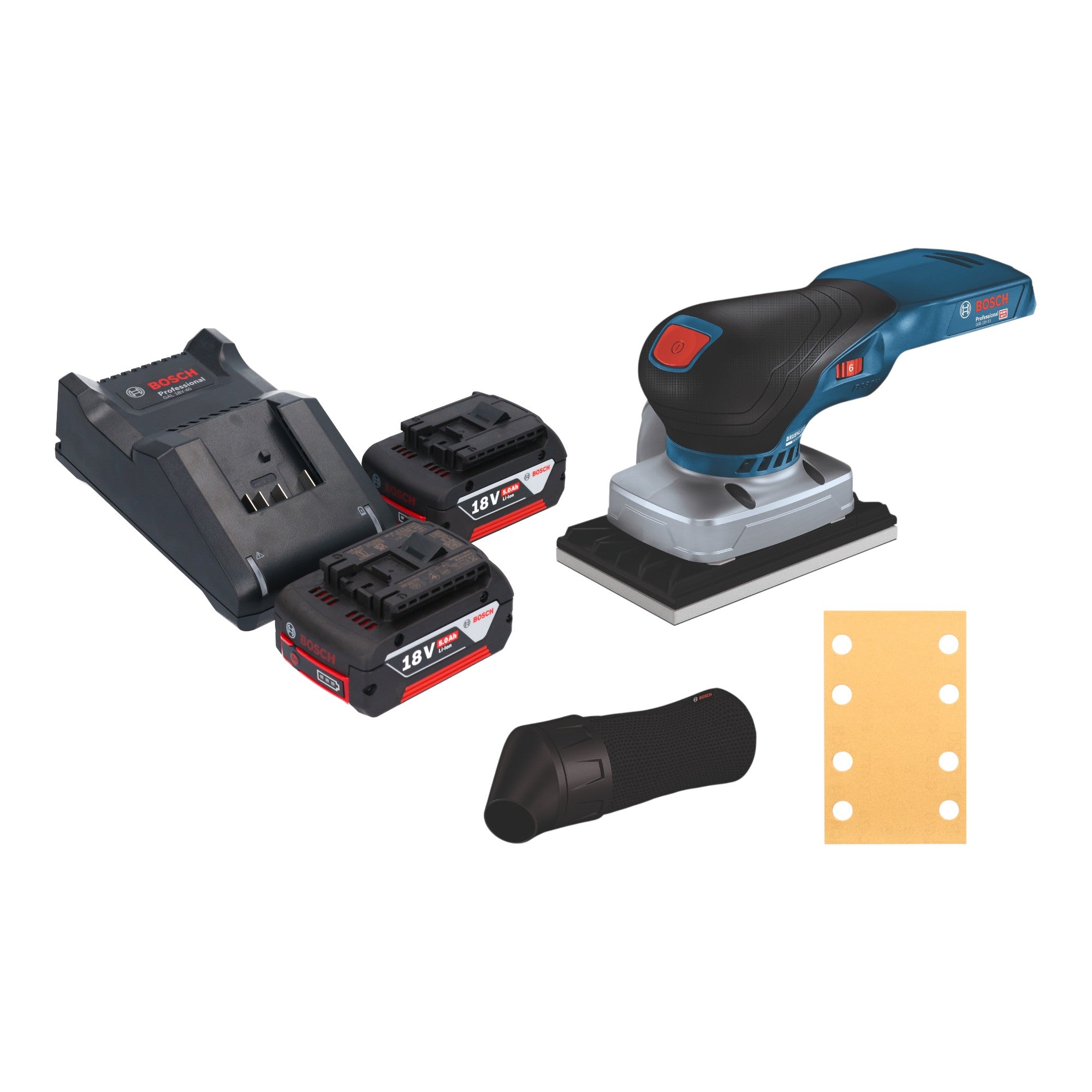 Bosch GSS 18V 13 Professional Akku Schwingschleifer 18 V 100 x 110 mm 2x Akku 5 0 Ah Ladegeraet 0 - toolbrothers