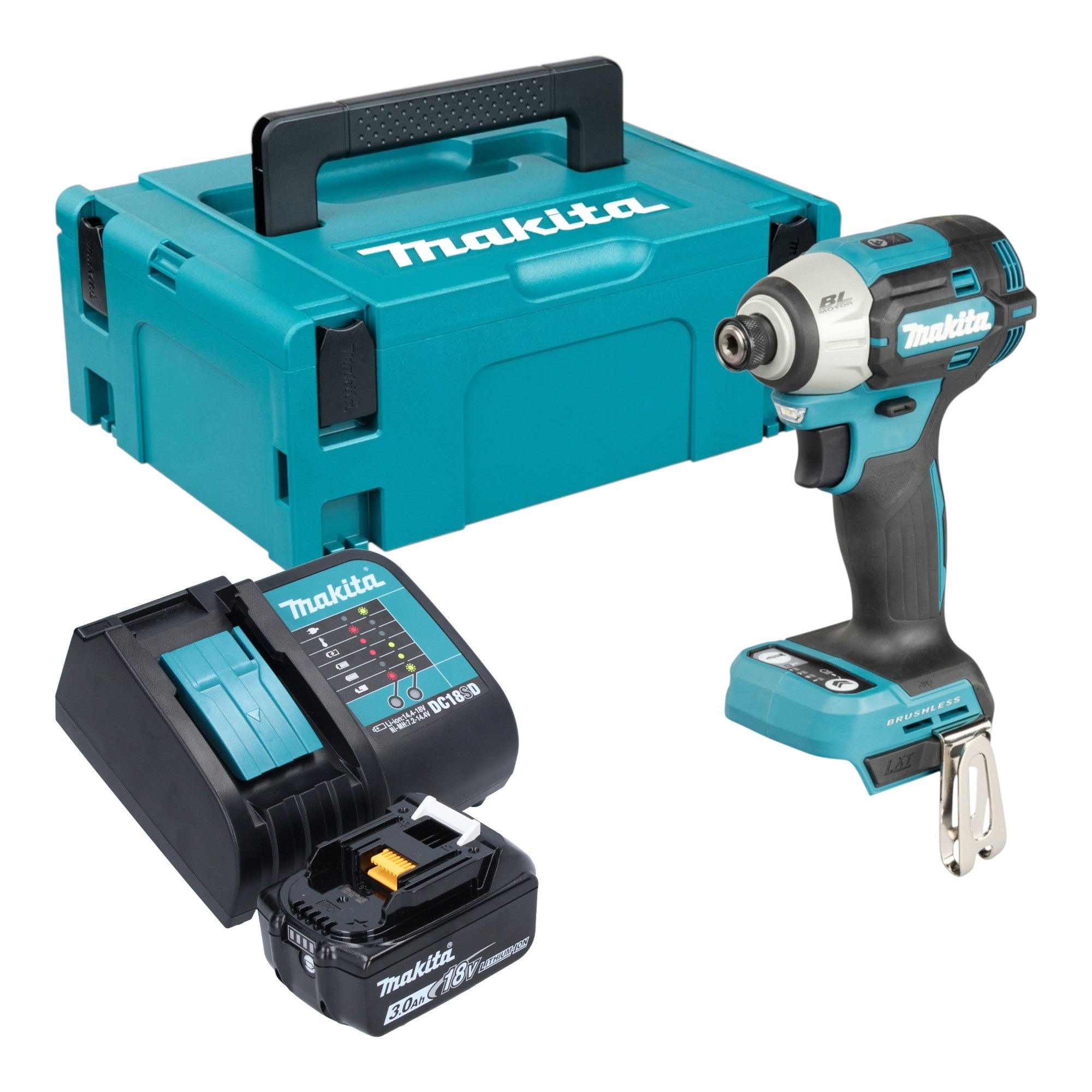 Makita DTD 201 SF1J Akku Schlagschrauber 18 V 210 Nm Brushless 1x Akku 3 0 Ah Ladegeraet Makpac 0 - toolbrothers