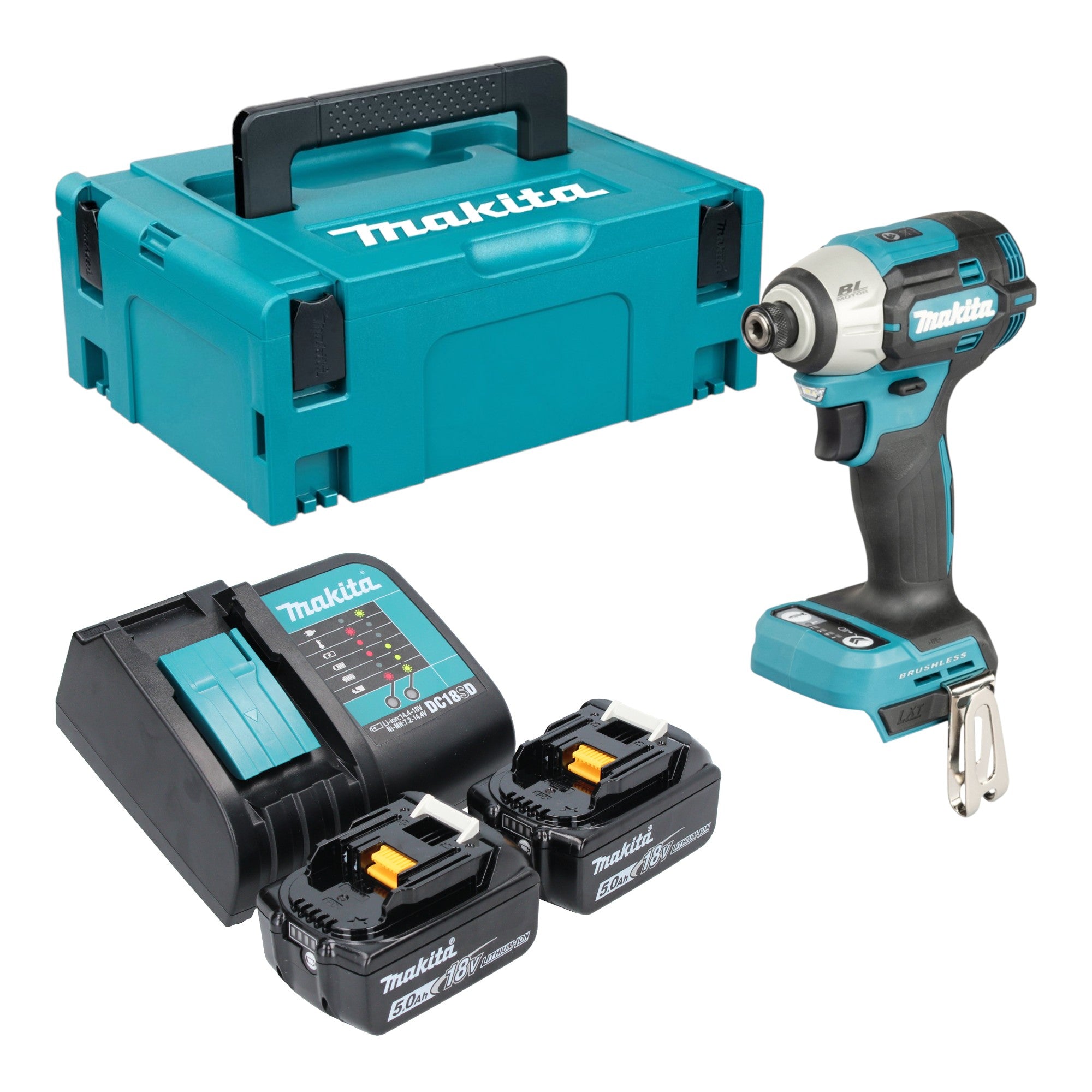 Makita DTD 201 STJ Akku Schlagschrauber 18 V 210 Nm Brushless 2x Akku 5 0 Ah Ladegeraet Makpac 0 - toolbrothers