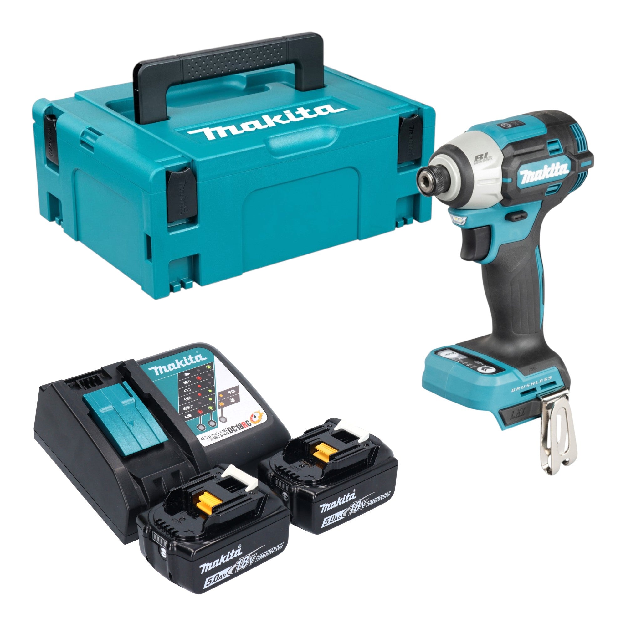 Makita DTD 201 RTJ Akku Schlagschrauber 18 V 210 Nm Brushless 2x Akku 5 0 Ah Ladegeraet Makpac 0 - toolbrothers