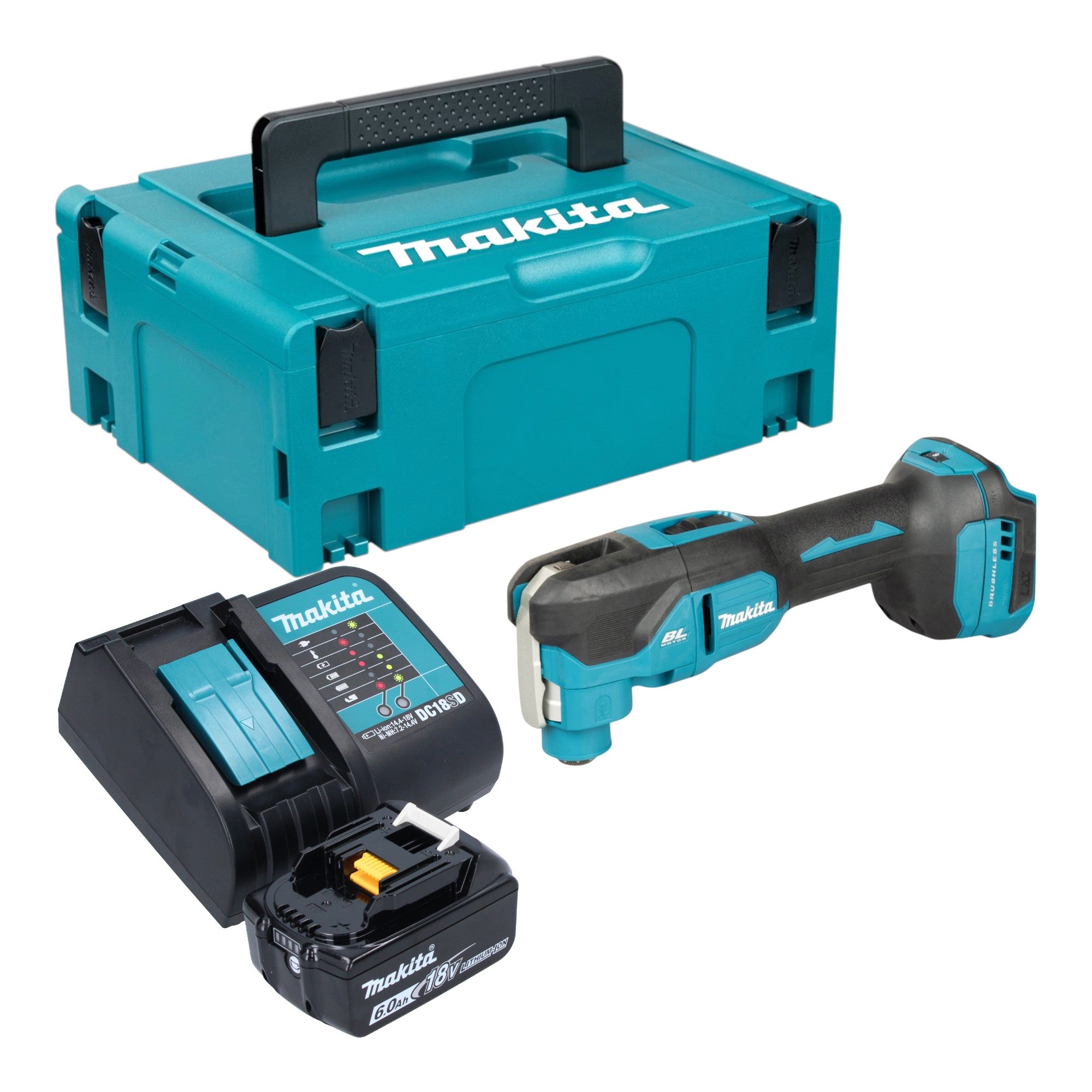 Makita DTM 53 SG1J Akku Multifunktionswerkzeug 18 V OIS Starlock Brushless 1x Akku 6 0 Ah Ladegeraet Makpac 0 - toolbrothers