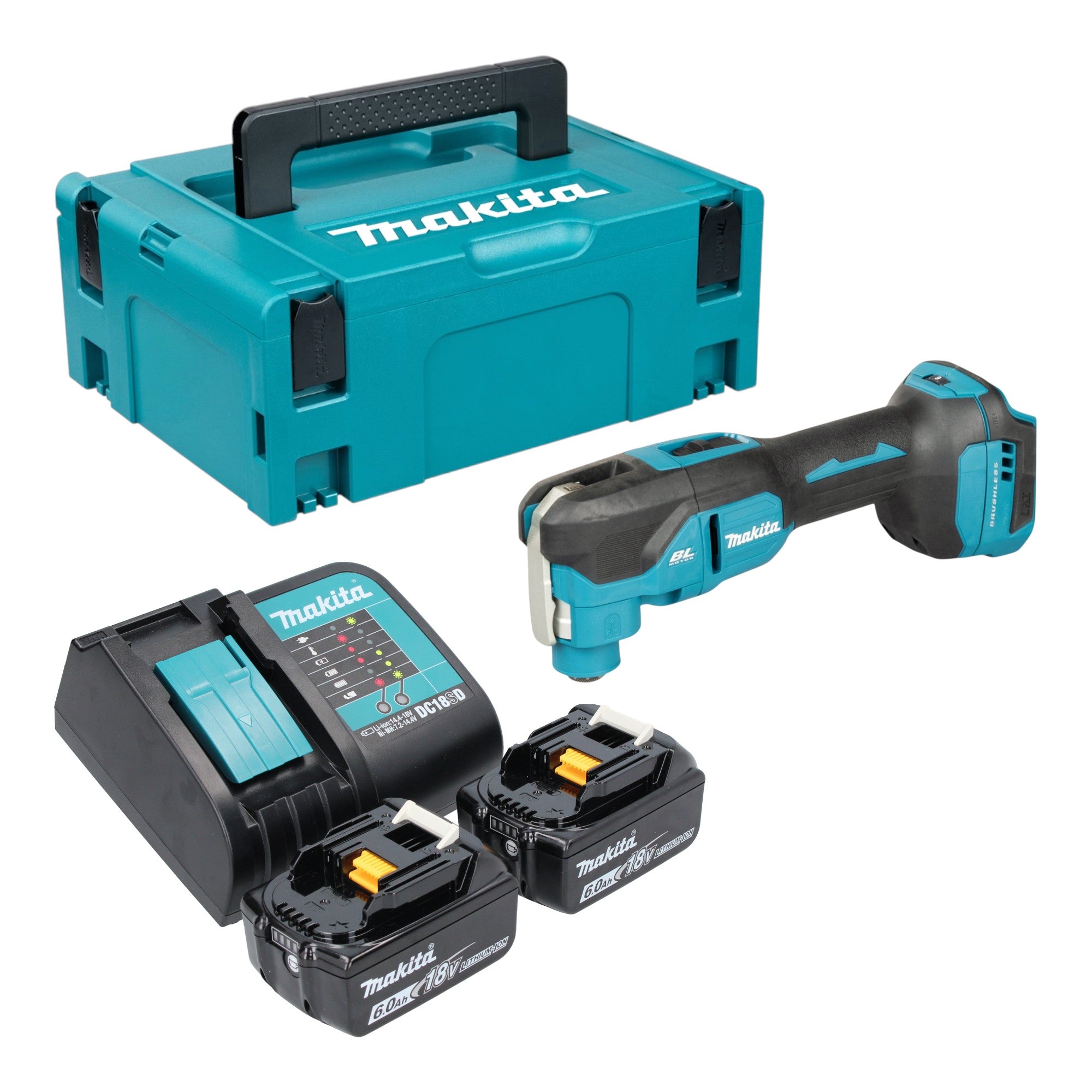 Makita DTM 53 SGJ Akku Multifunktionswerkzeug 18 V OIS Starlock Brushless 2x Akku 6 0 Ah Ladegeraet Makpac 0 - toolbrothers