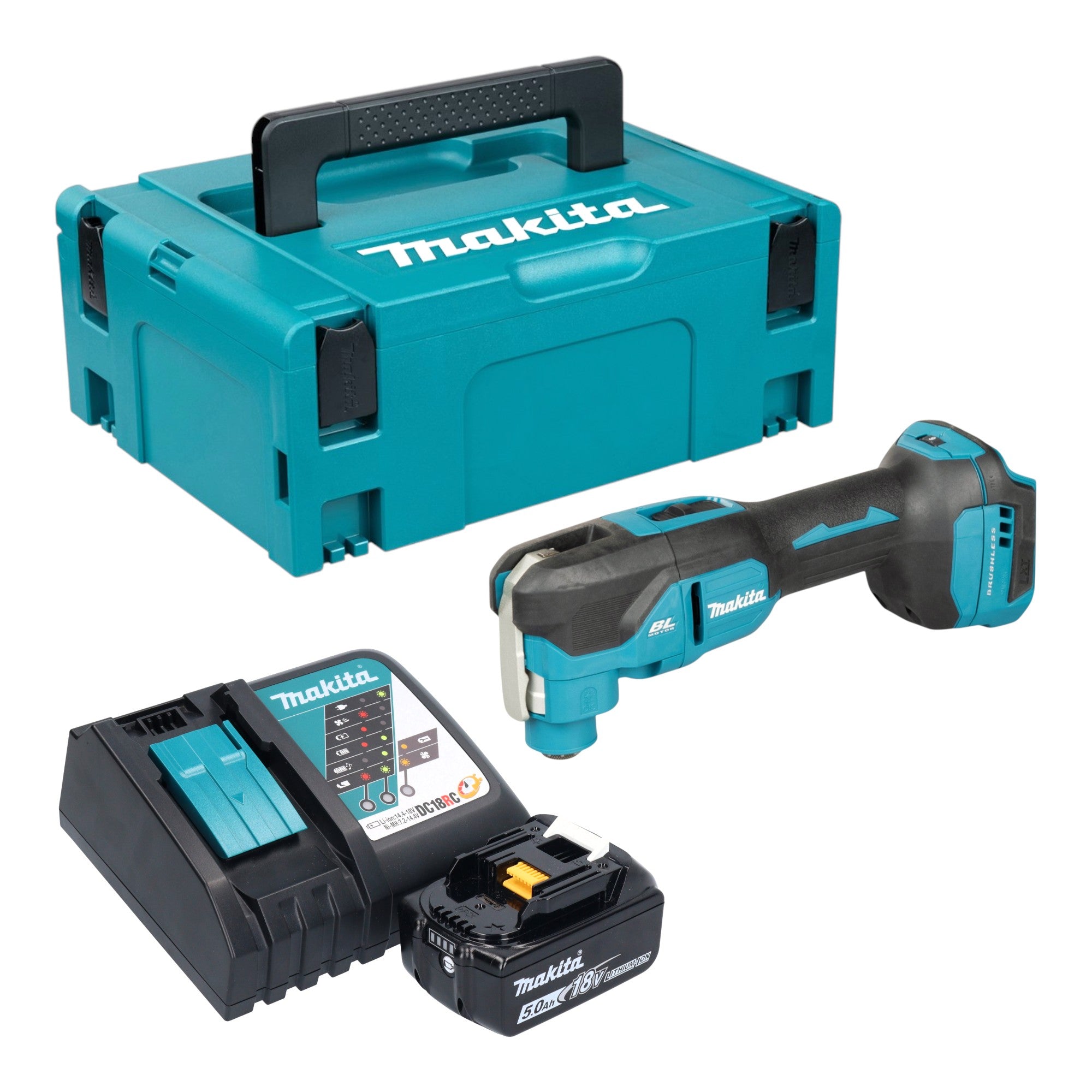 Makita DTM 53 RT1J Akku Multifunktionswerkzeug 18 V OIS Starlock Brushless 1x Akku 5 0 Ah Ladegeraet Makpac 0 - toolbrothers