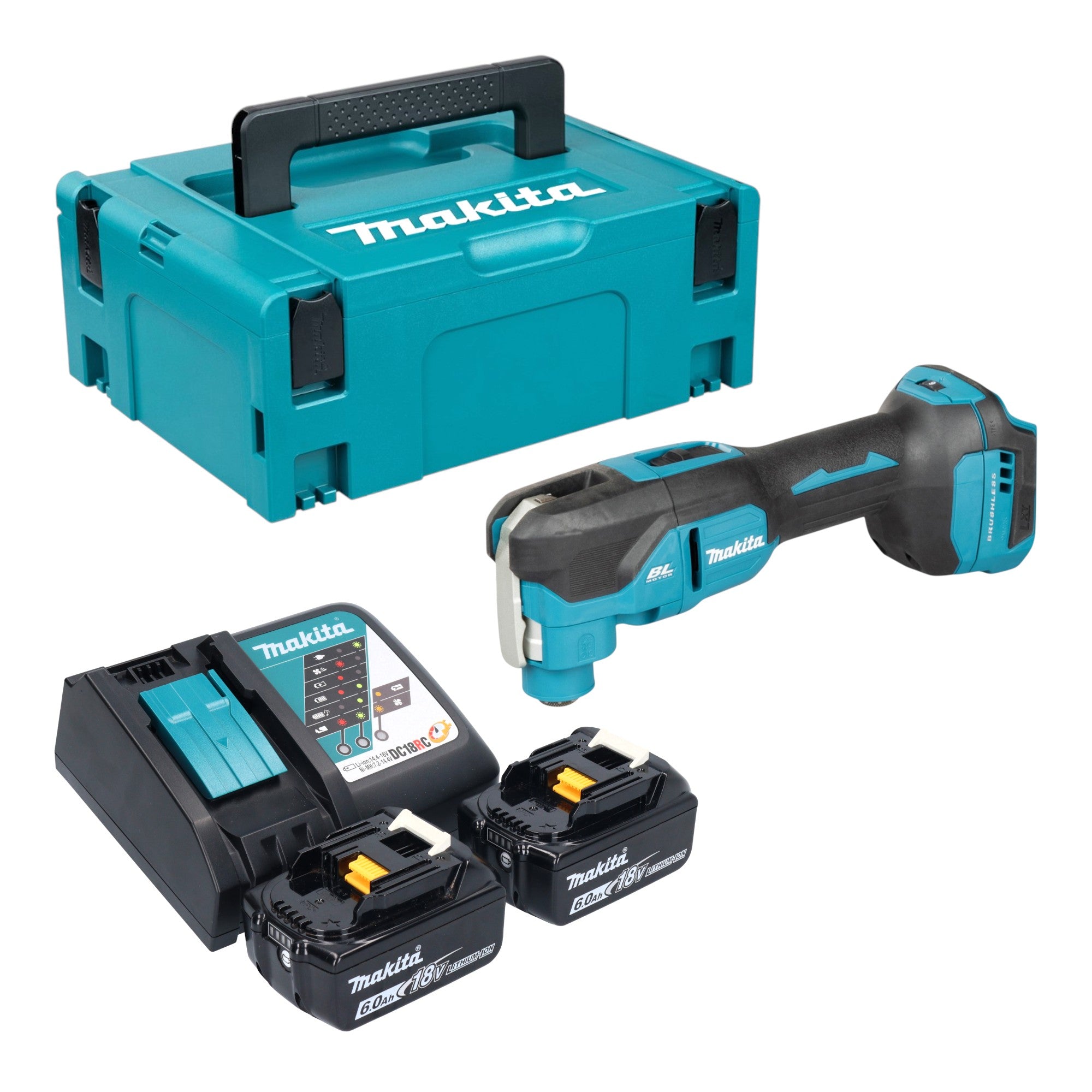 Makita DTM 53 RGJ Akku Multifunktionswerkzeug 18 V OIS Starlock Brushless 2x Akku 6 0 Ah Ladegeraet Makpac 0 - toolbrothers