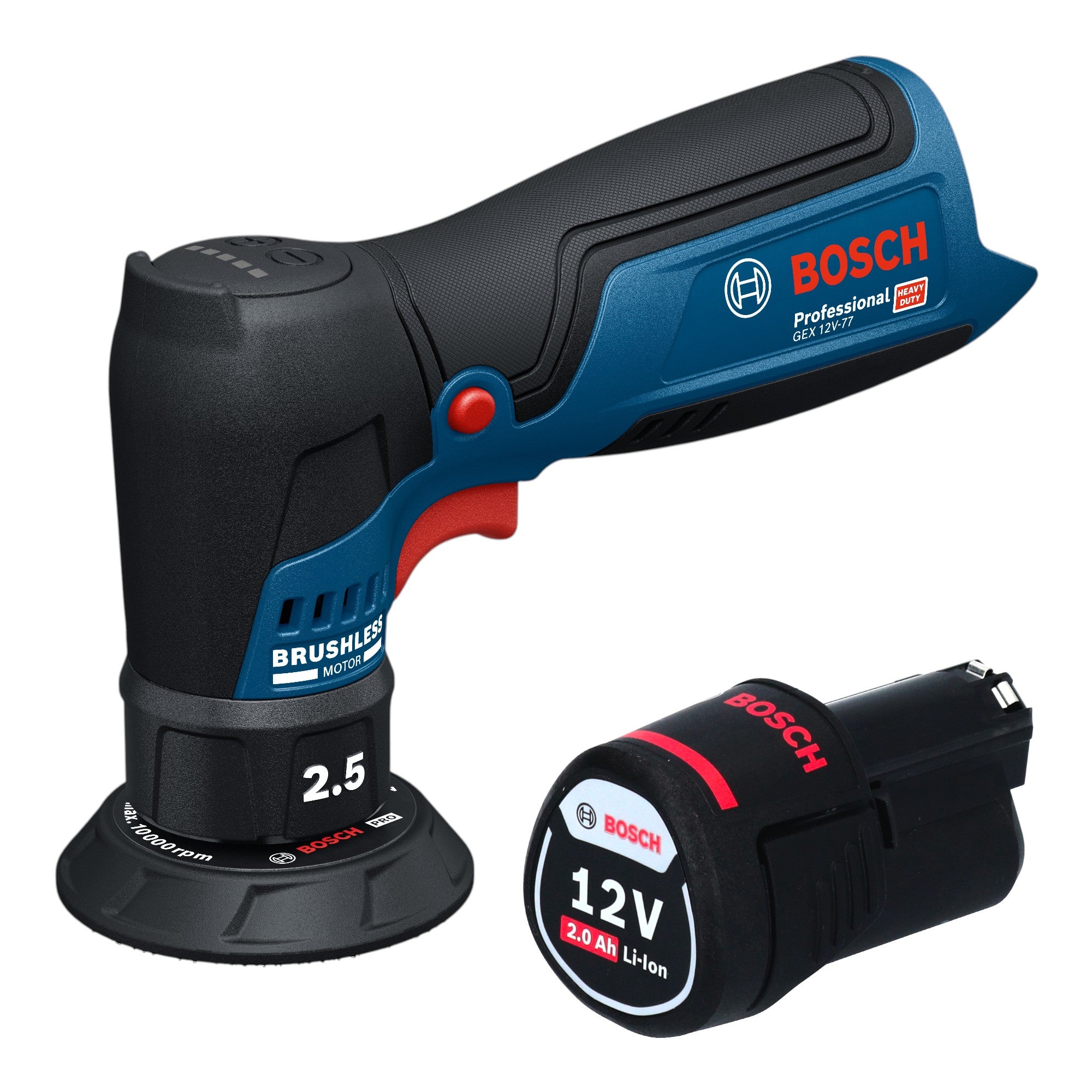 Bosch GEX 12V 77 Akku Exzenterschleifer 12 V 77 mm Brushless 1x Akku 2 0 Ah ohne Ladegeraet 0 - toolbrothers