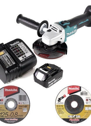 Makita DGA 511 ST1 Akku Winkelschleifer 18 V 125mm Brushless + 1x Akku 5,0Ah + Ladegerät + 26x Scheibe - Toolbrothers