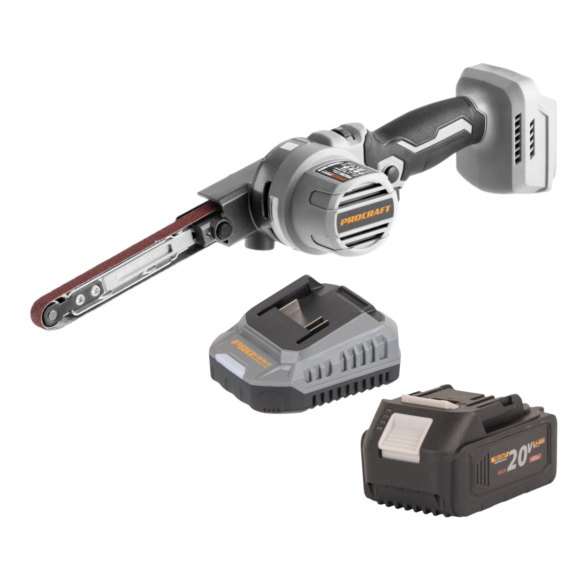 Levigatrice a nastro a batteria ProCraft Industrial PFA20A-BB 20 V 13 x 457 mm Brushless + 1x batteria 4,0 Ah + caricabatterie