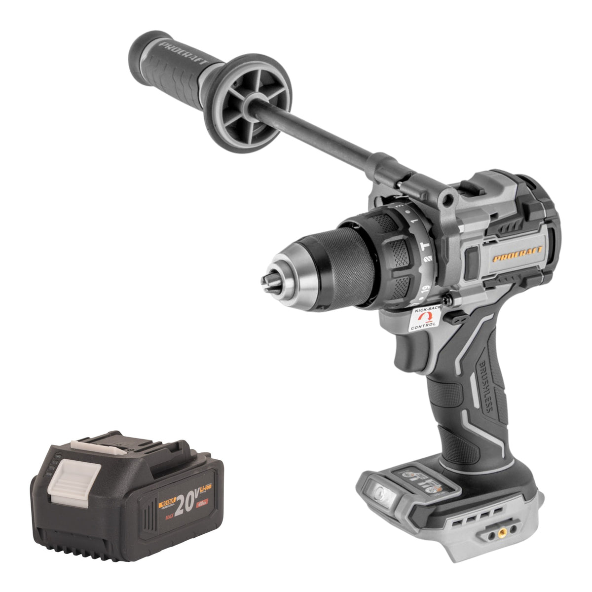 Avvitatore a percussione a batteria ProCraft Industrial CD20C-BB 20 V 120 Nm brushless + 1 batteria da 4,0 Ah - senza caricabatterie