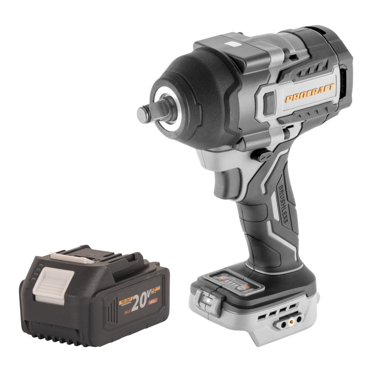 Avvitatore a impatto a batteria ProCraft Industrial IW850A-BB 20 V 850 Nm 1/2" brushless + 1 batteria da 4,0 Ah - senza caricabatterie