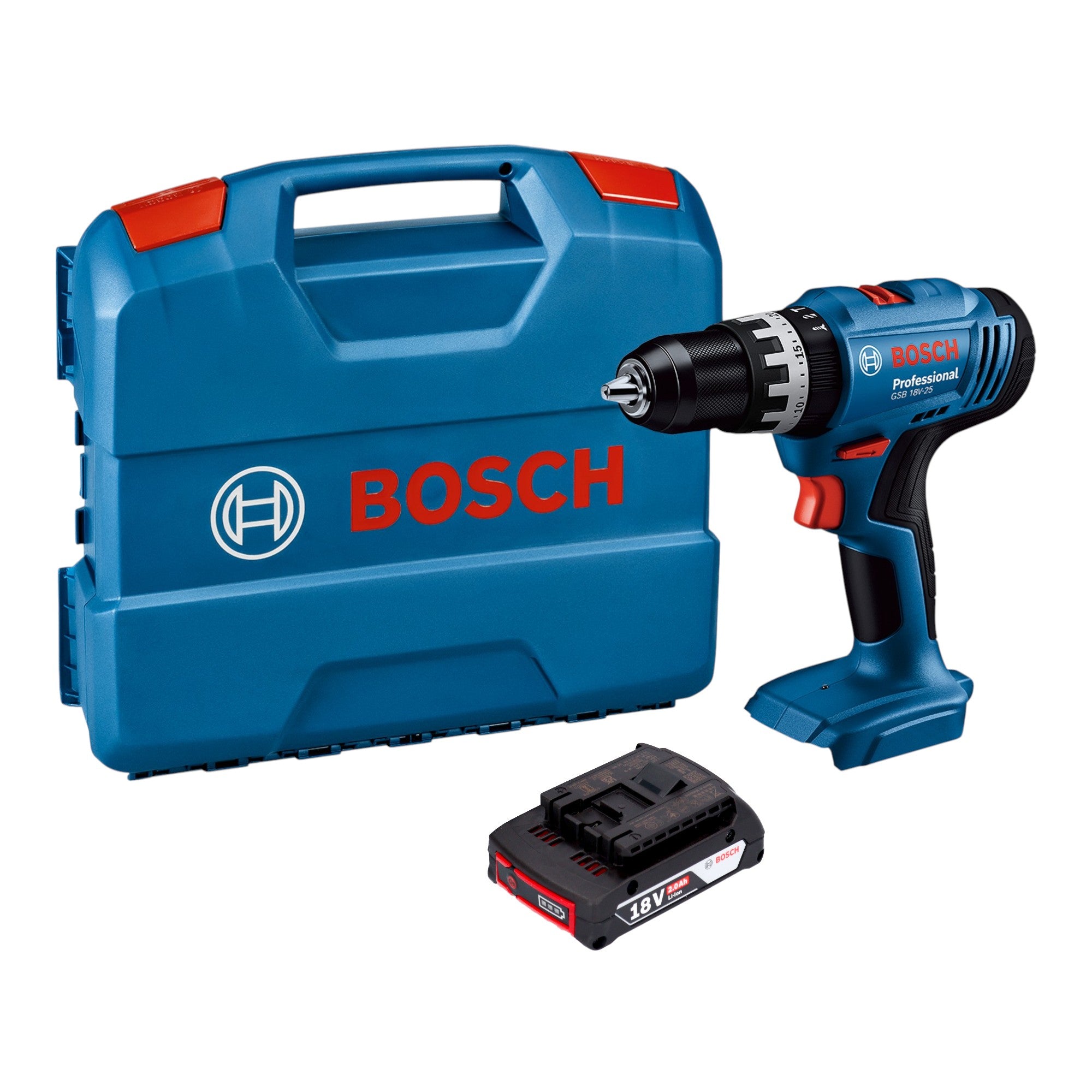 Bosch GSB 18V 25 Professional Akku Schlagbohrschrauber 18 V 56 Nm 1x Akku 2 0 Ah L Case ohne Ladegeraet 0 - toolbrothers