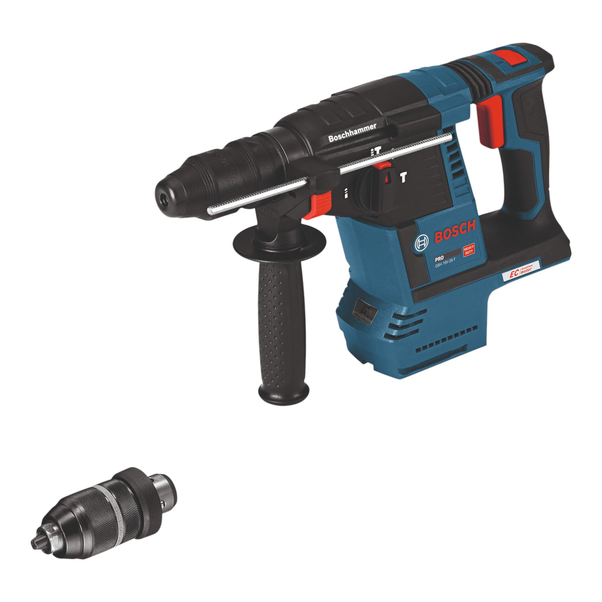 Bosch GBH 18V-26 F Trapano a percussione a batteria 18V 2,6J SDS-Plus Solo + mandrino a cambio rapido - senza batteria, senza caricabatteria  ( 0611910000 )