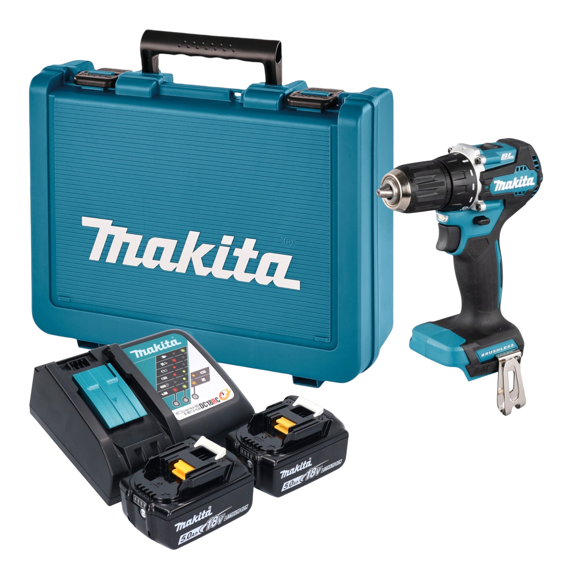 Makita DDF 487 RTE Akku Bohrschrauber 18 V 40 Nm Brushless 2x Akku 5 0 Ah Ladegeraet Koffer 0 - toolbrothers
