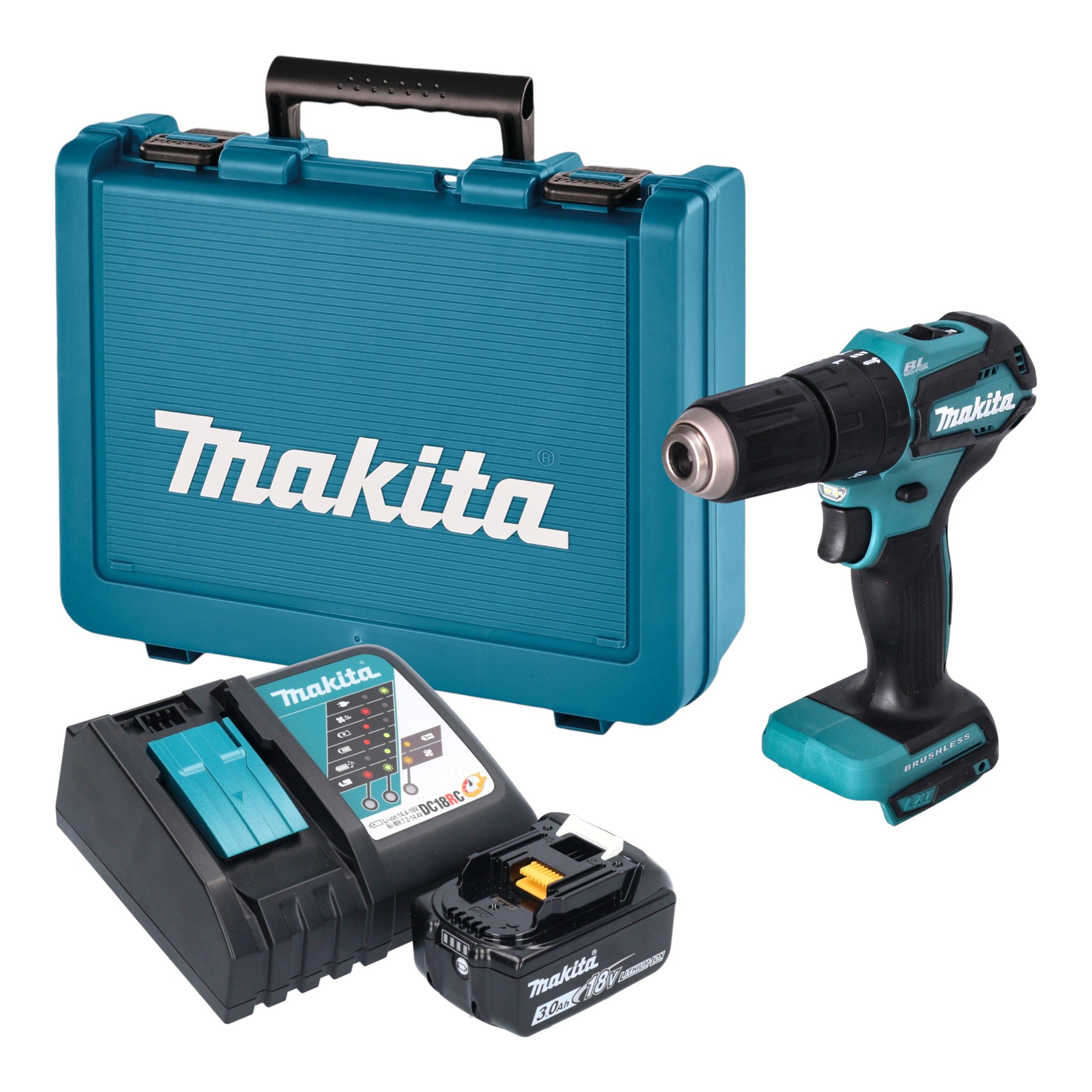 Makita DHP 483 RF1E Akku Schlagbohrschrauber 18 V 40 Nm Brushless 1x Akku 3 0 Ah Ladegeraet Koffer 0 - toolbrothers