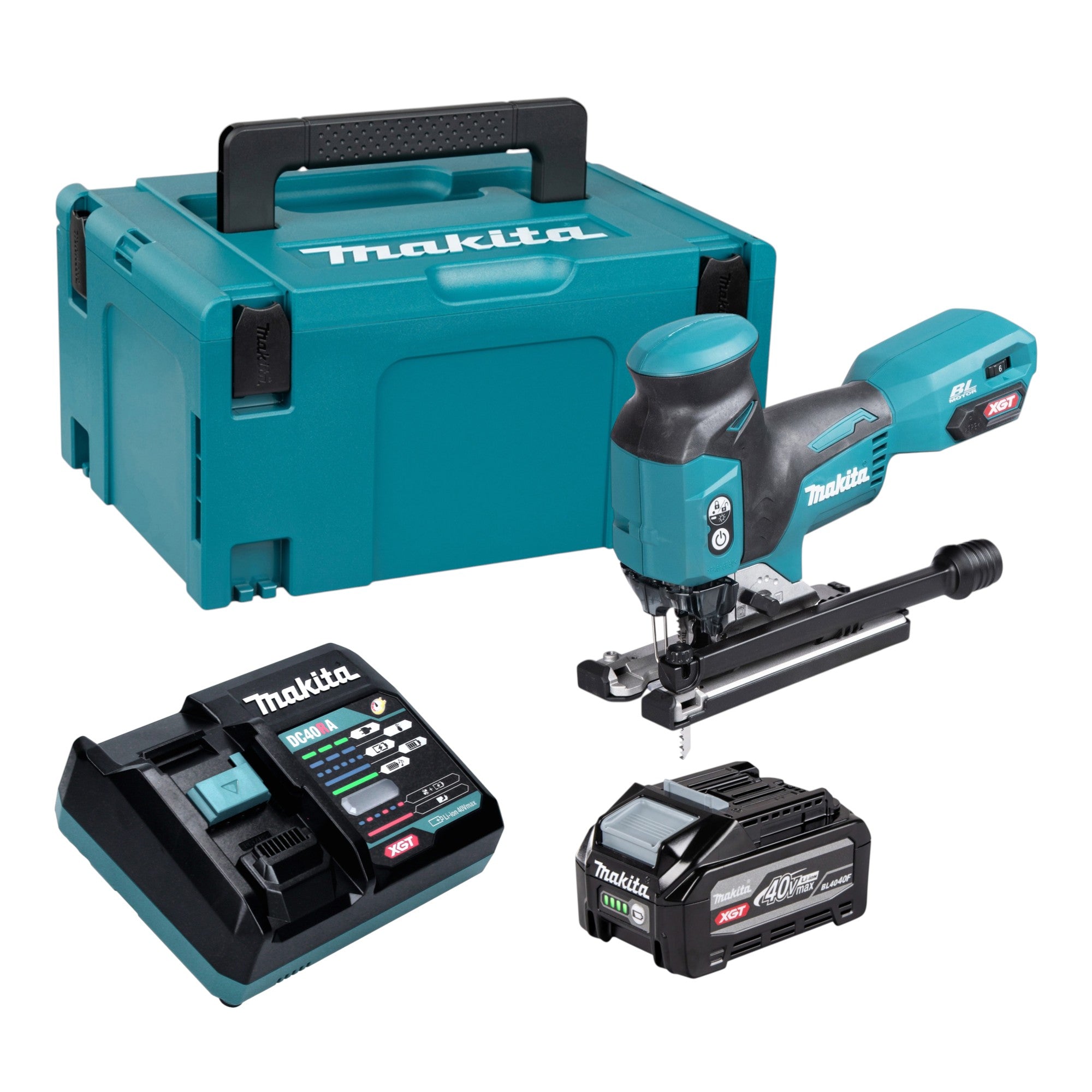 Makita JV 001 GU101 Akku Stichsaege 40 V max 135 mm Brushless 1x Akku 4 0 Ah Ladegeraet Makpac 0 - toolbrothers