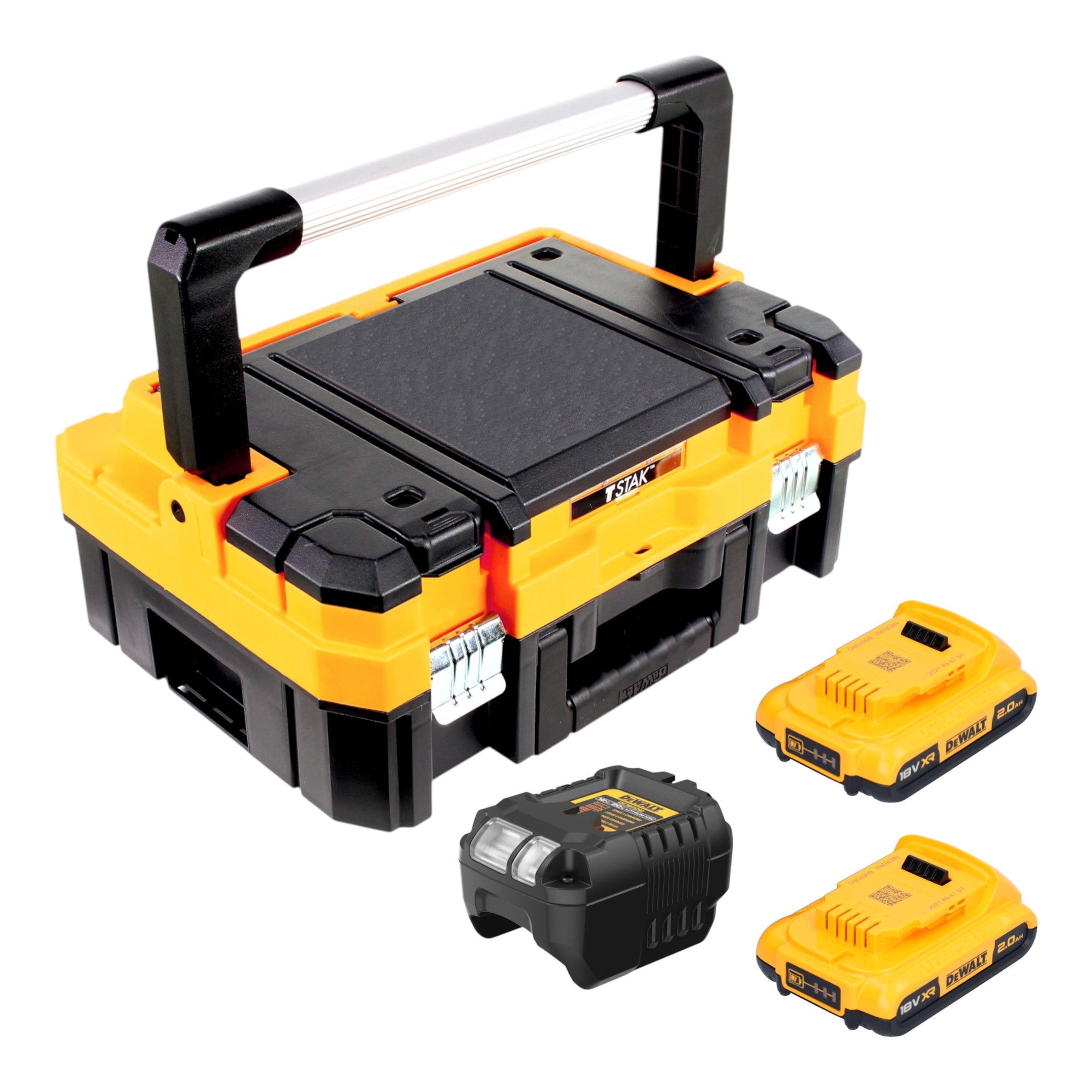 DeWalt DCB 1102 D2T Akku Starter Set 18 V mit 2x Akku 2 0 Ah DCB 1102 Ladegeraet TSTAK 0 - toolbrothers