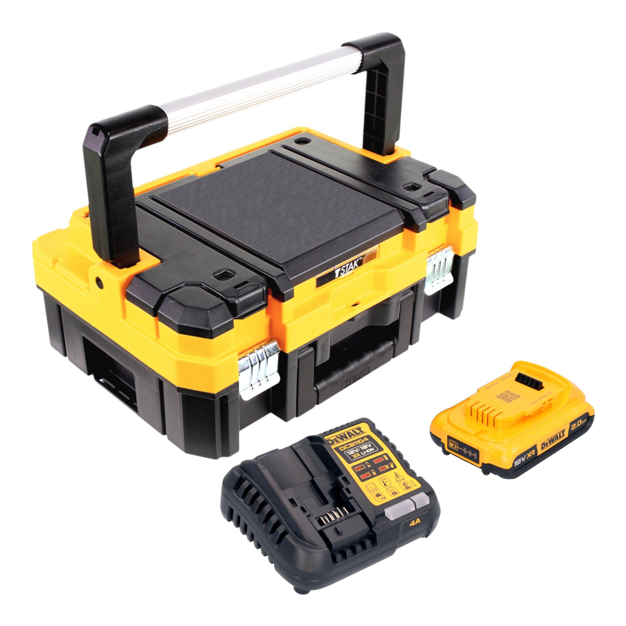 DeWalt DCB 1104 D1T Akku Starter Set 18 V mit 1x Akku 2 0 Ah DCB 1104 Ladegeraet TSTAK 0 - toolbrothers