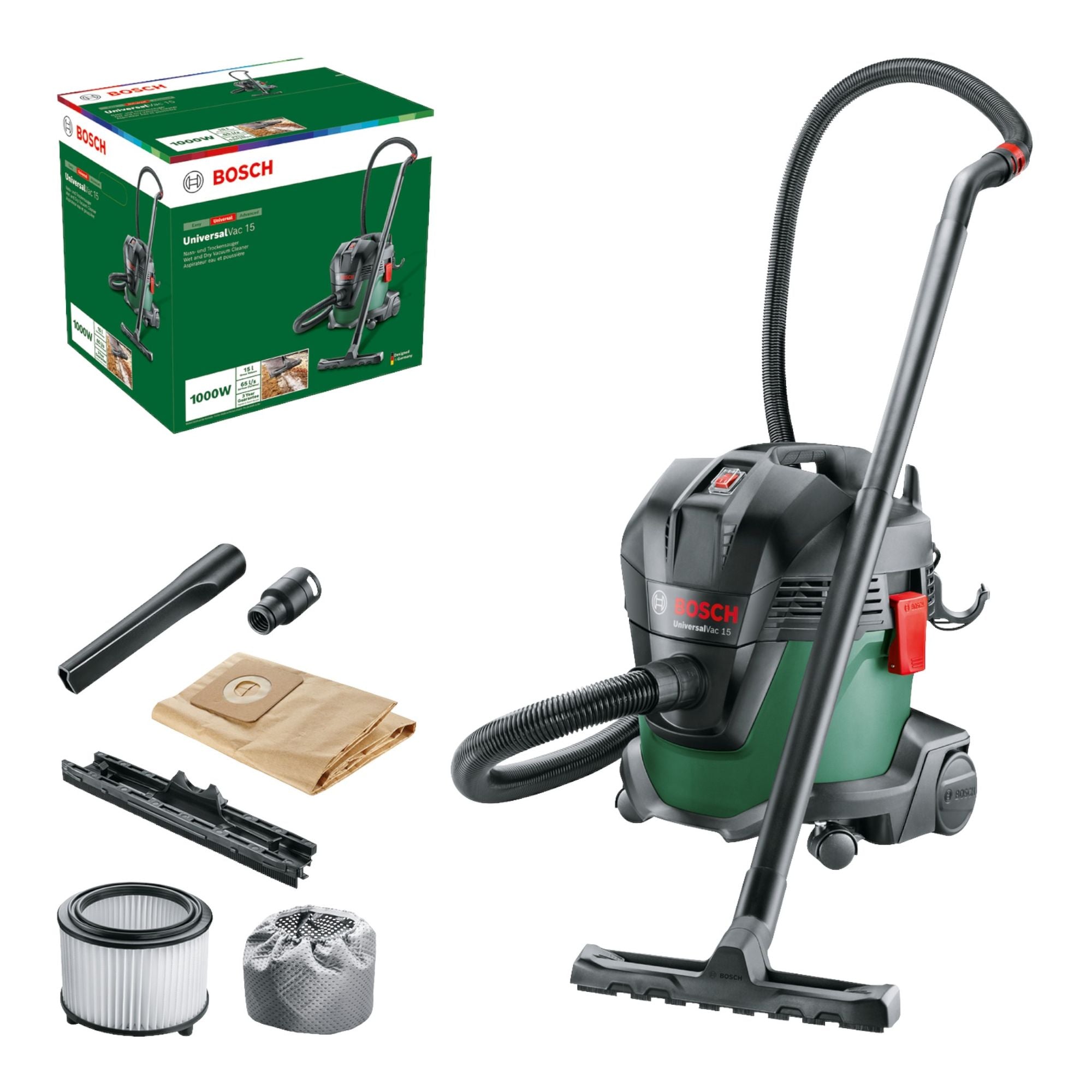 Bosch UniversalVac 15 Nass und Trockensauger 1000 Watt 15 Liter 06033D1100  0 - toolbrothers