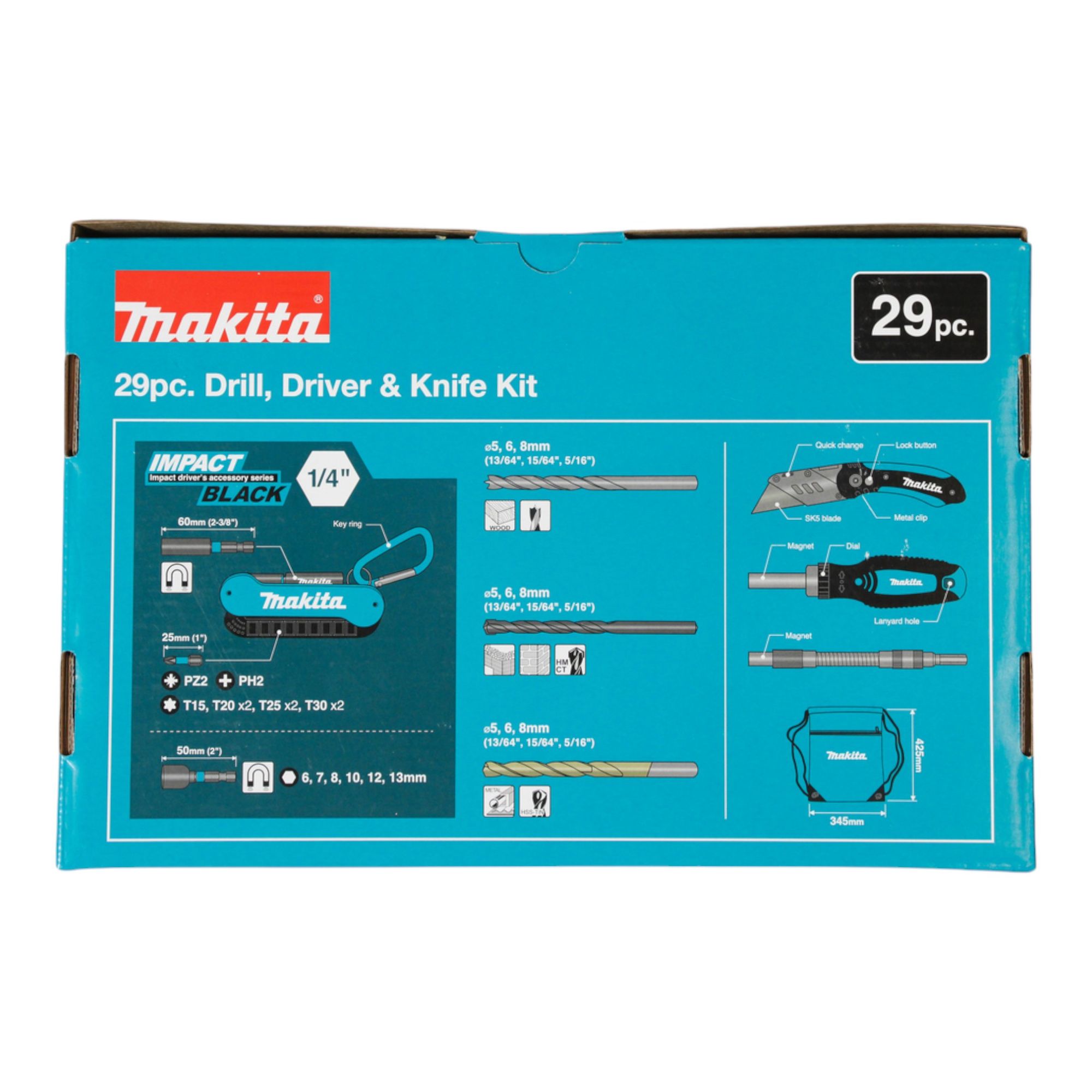 Makita E 30053 Werkzeugset 29 tlg Bits Bohrer Stecknuesse Sportbeutel 2 - toolbrothers