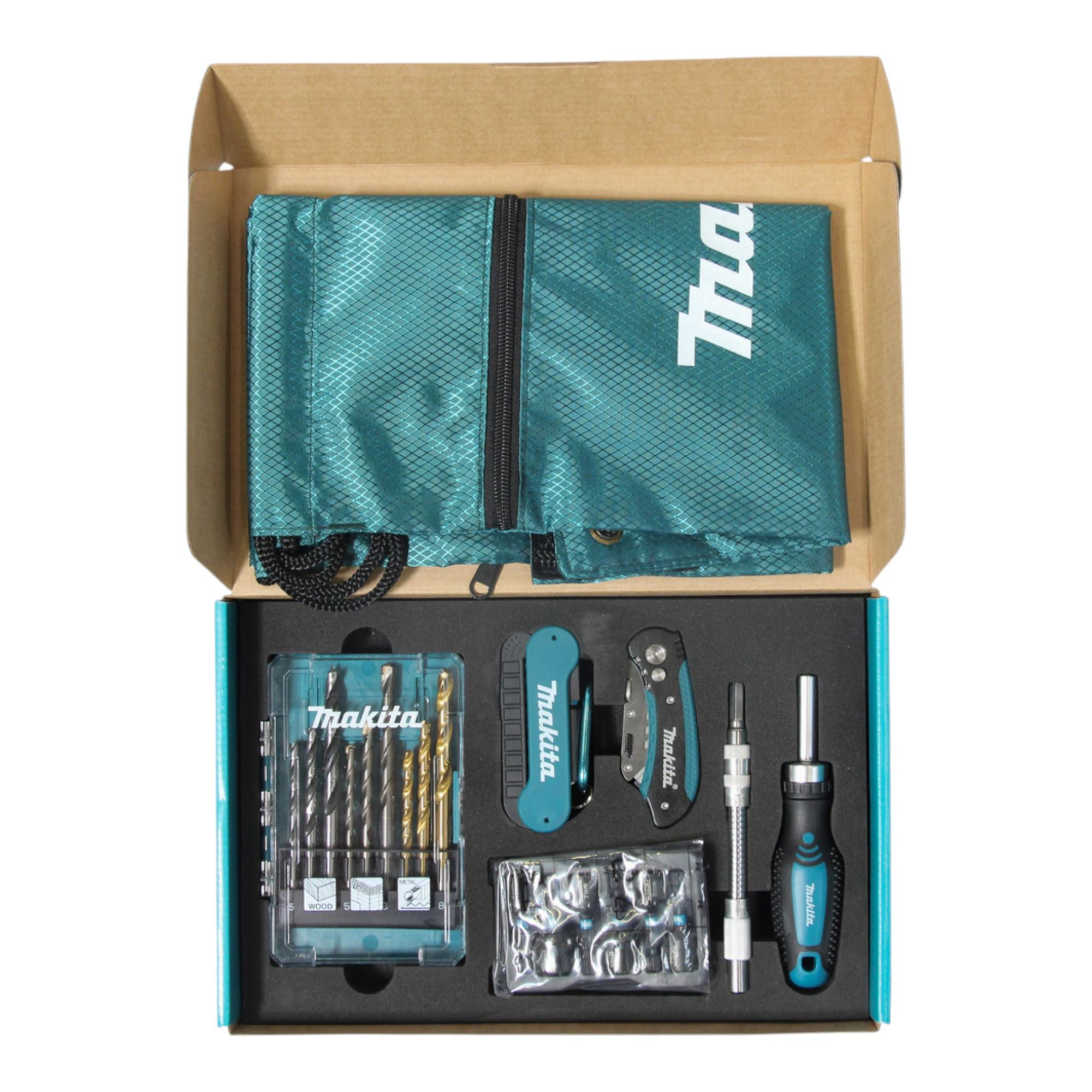 Makita E 30053 Werkzeugset 29 tlg Bits Bohrer Stecknuesse Sportbeutel 0 - toolbrothers