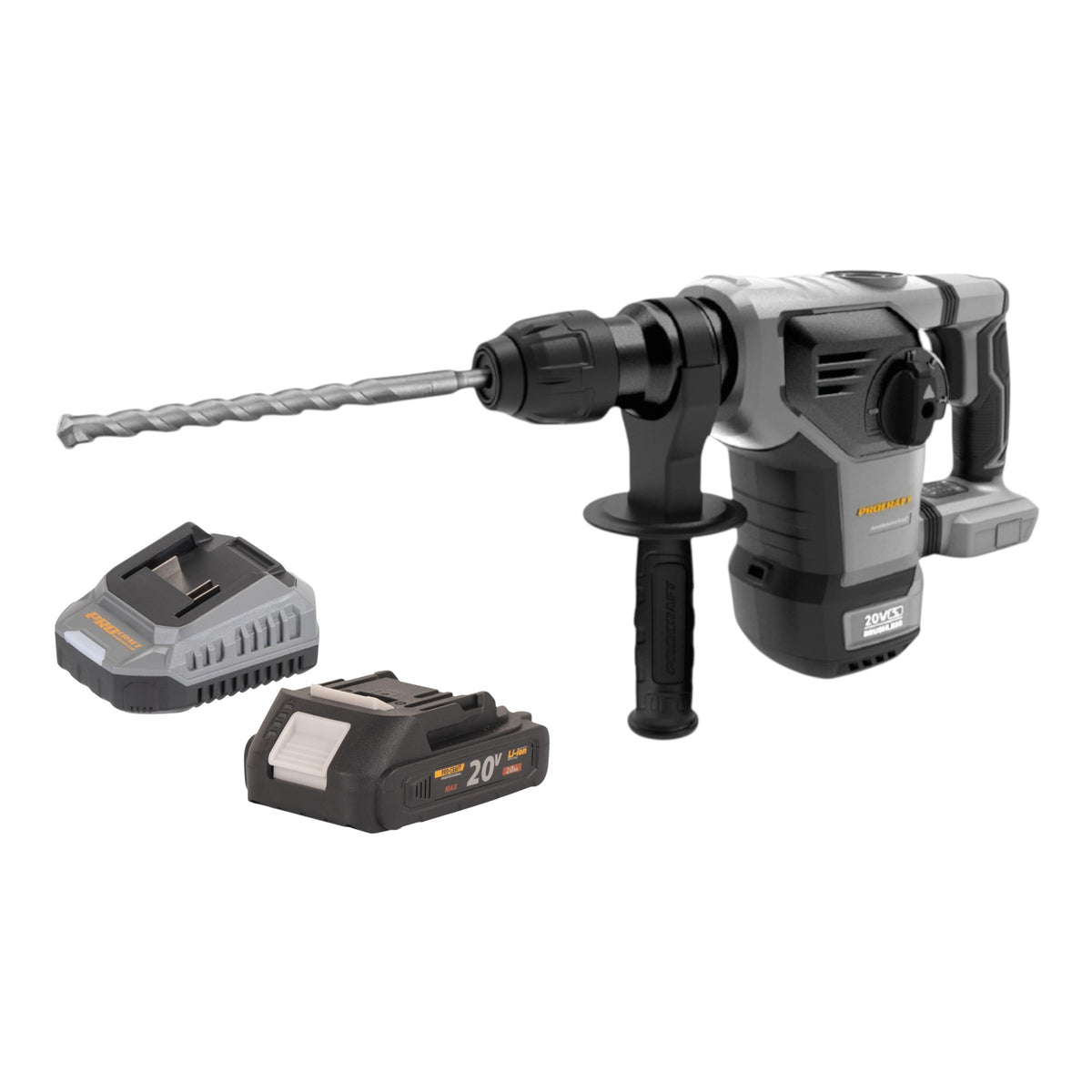 Martello combinato a batteria Procraft Industrial HD20B-BB 20 V 5 J SDS plus Brushless + 1x batteria da 2,0 Ah + caricabatterie