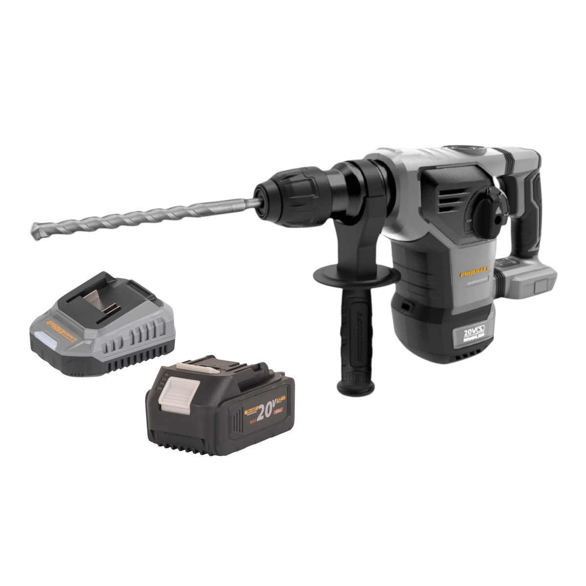 Martello combinato a batteria Procraft Industrial HD20B-BB 20 V 5 J SDS plus Brushless + 1 batteria da 4,0 Ah + caricabatterie