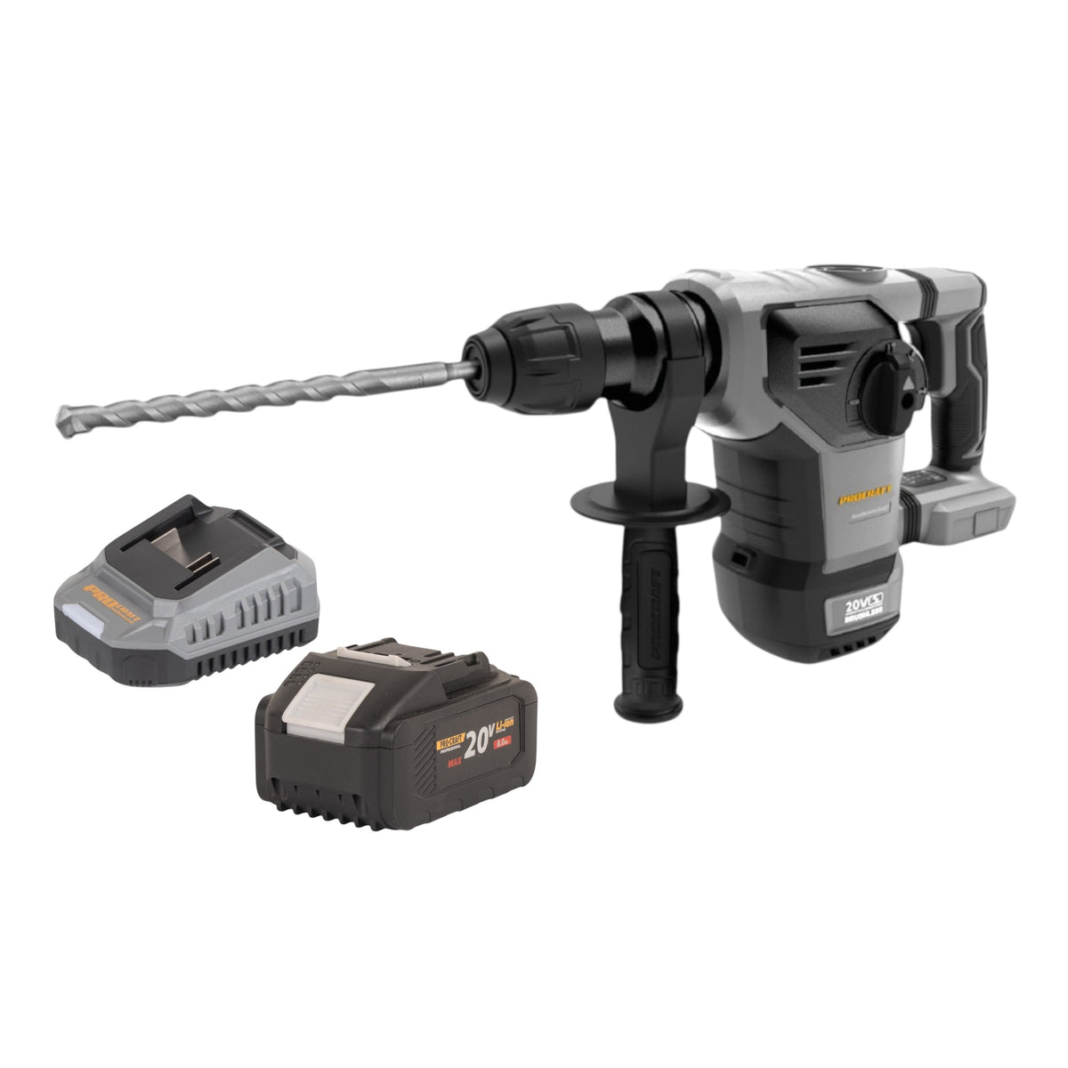 Martello combinato a batteria Procraft Industrial HD20B-BB 20 V 5 J SDS plus Brushless + 1 batteria da 8,0 Ah + caricabatterie