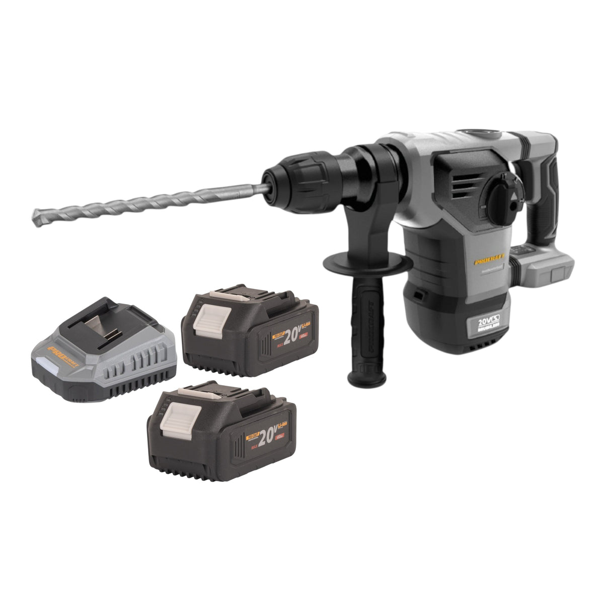 Martello combinato a batteria Procraft Industrial HD20B-BB-C 20 V 5 J SDS plus Brushless + 2 batterie da 4,0 Ah + caricabatterie + valigetta