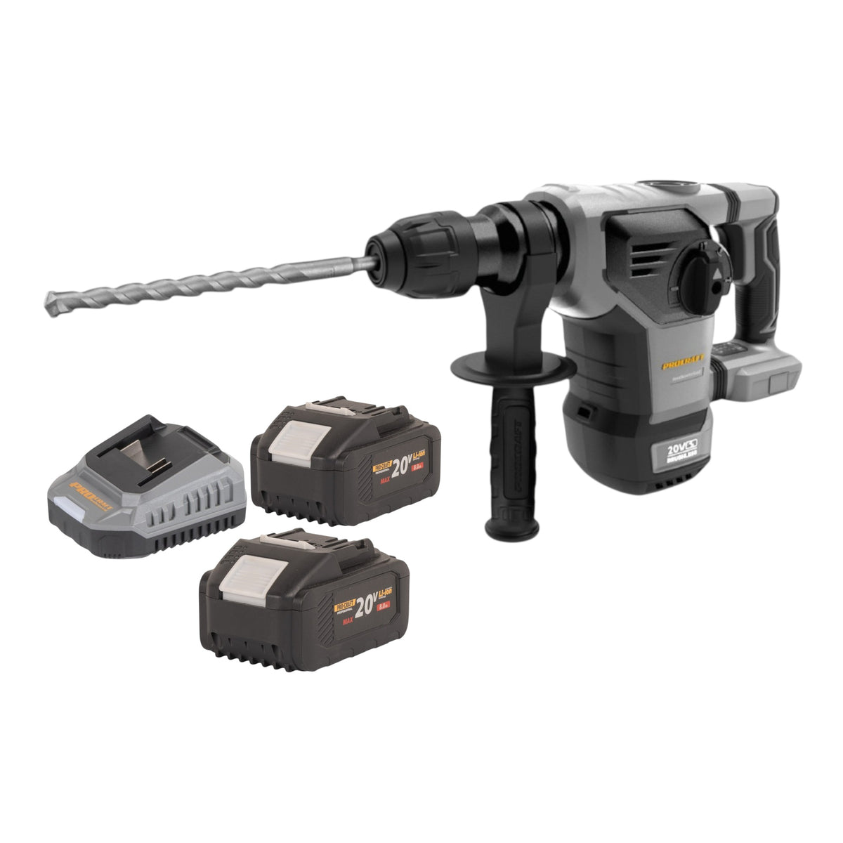 Martello combinato a batteria Procraft Industrial HD20B-BB-C 20 V 5 J SDS plus Brushless + 2 batterie da 8,0 Ah + caricabatterie + valigetta
